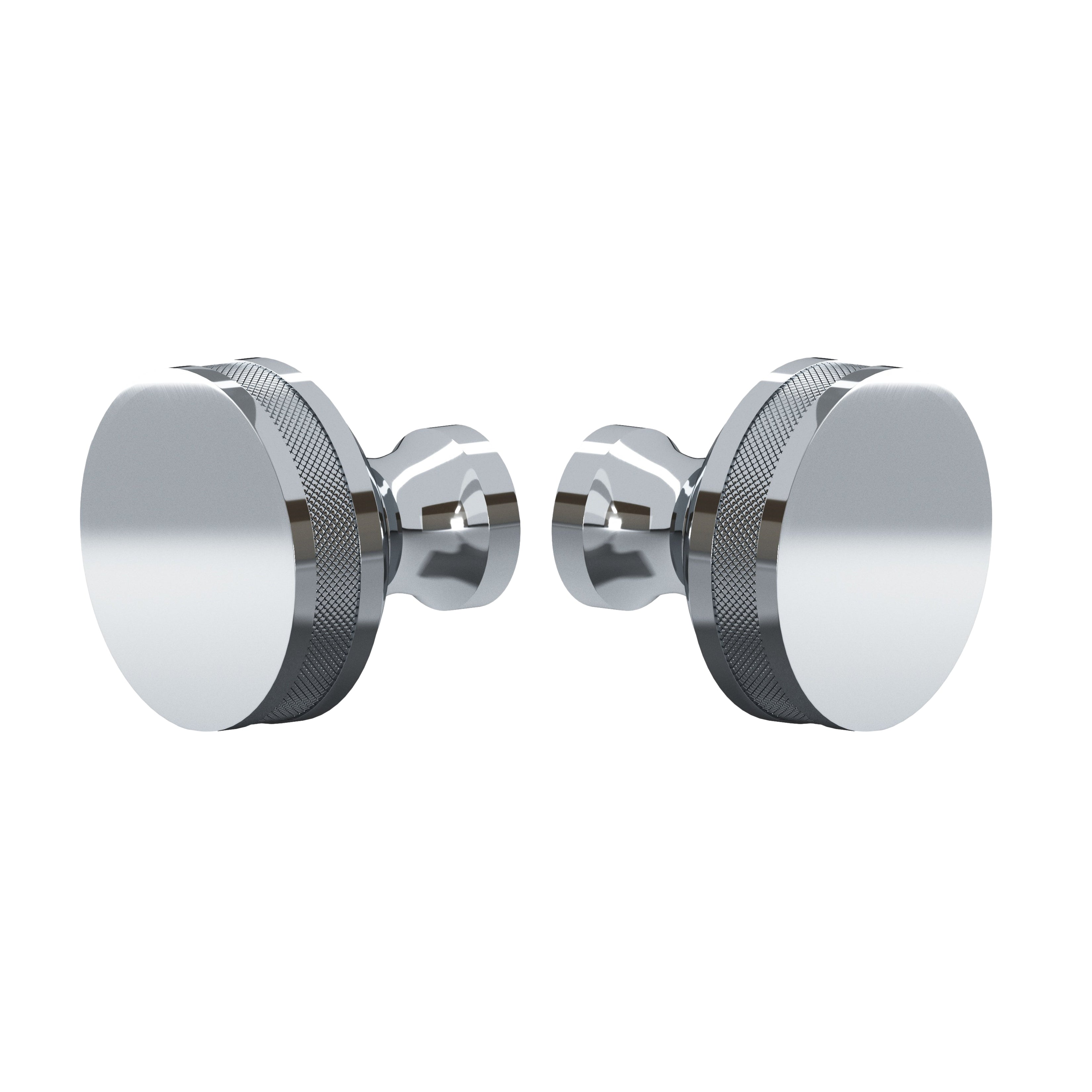 Polished Chrome "Knurled" Round Glass Shower Knob - Industry Hardware