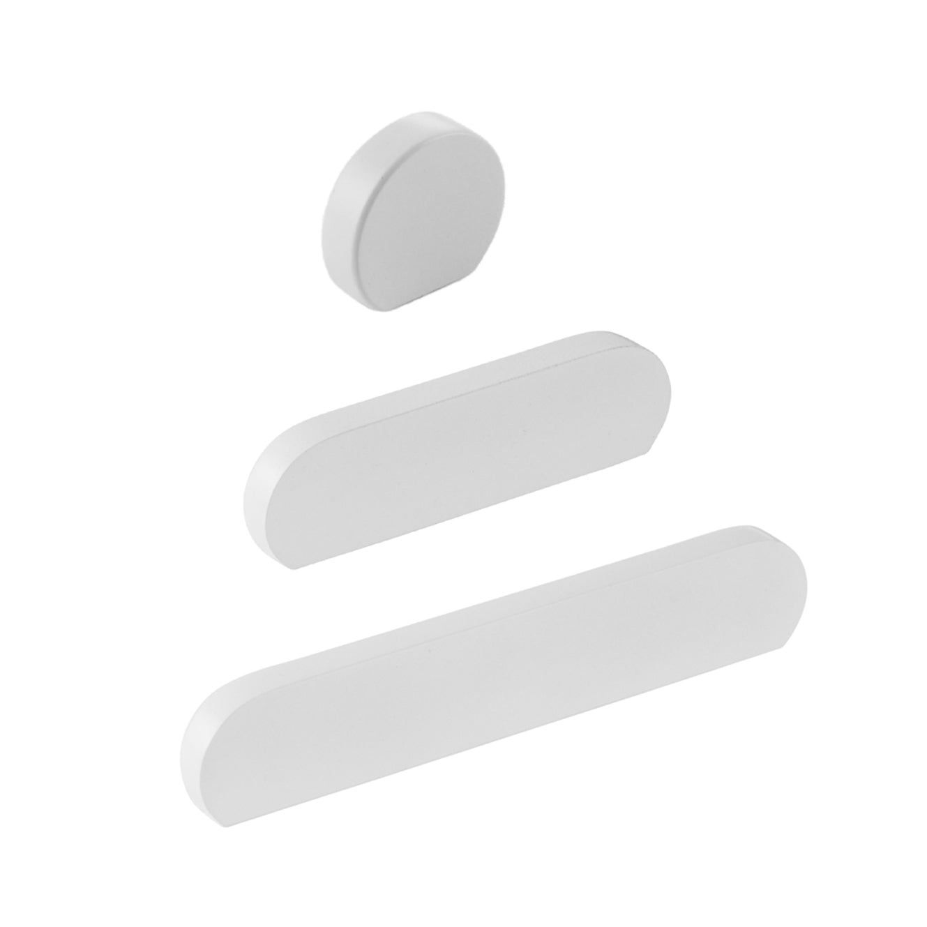 Matte White "Bit" Rounded Drawer Pulls and Cabinet Knobs - Industry Hardware