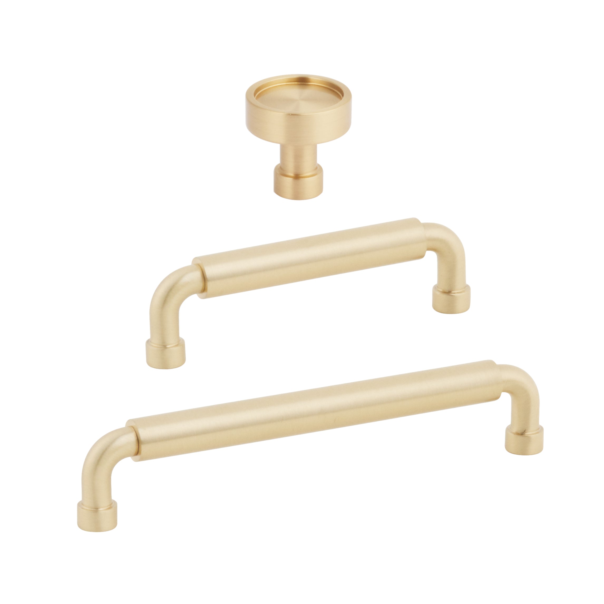 Satin Brass "Nolan" Cabinet Knobs and Pulls Cabinet Hardware - Forge Hardware Studio