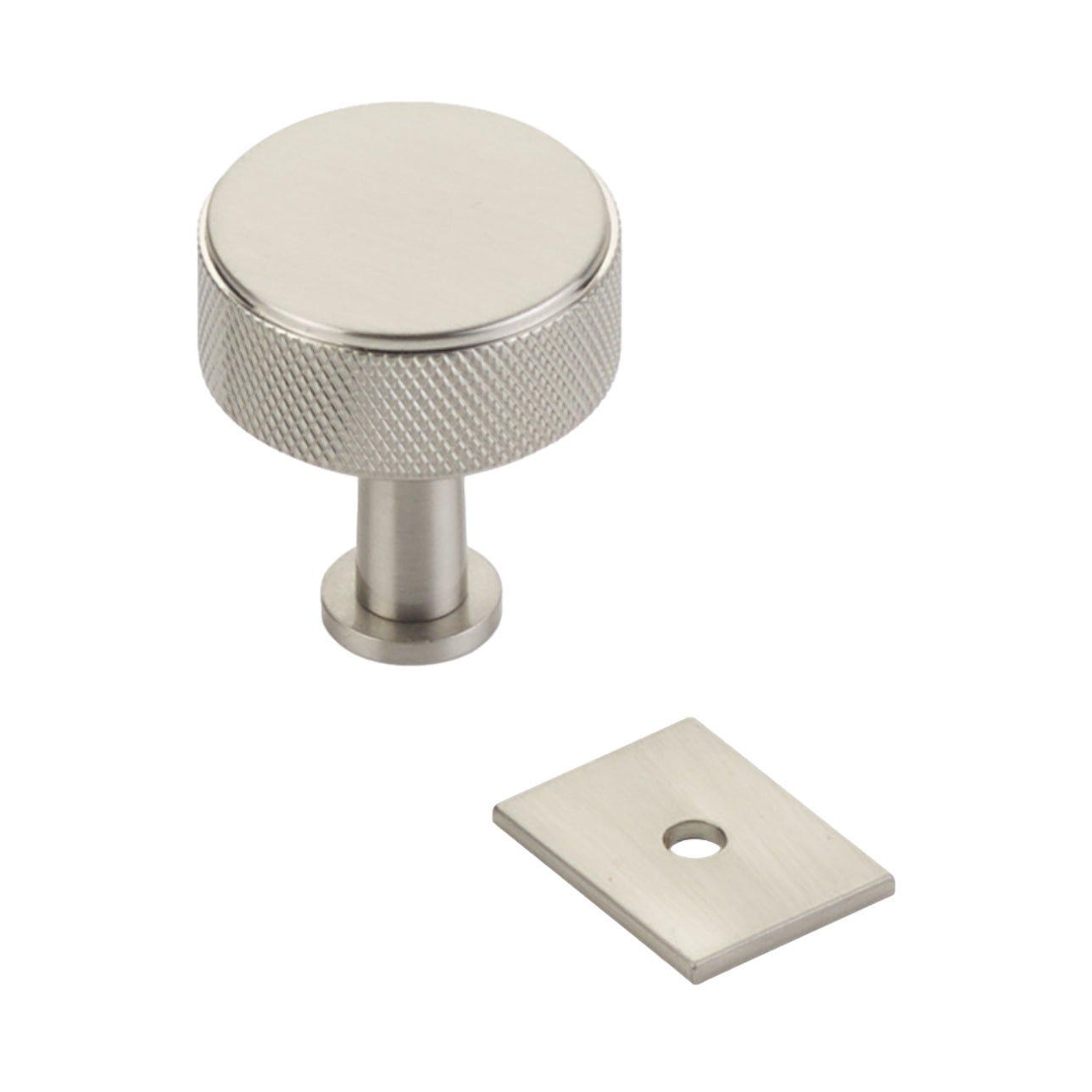 Brushed Nickel "Maison" Knurled Drawer Pulls and Cabinet Knobs with Optional Backplate - Industry Hardware