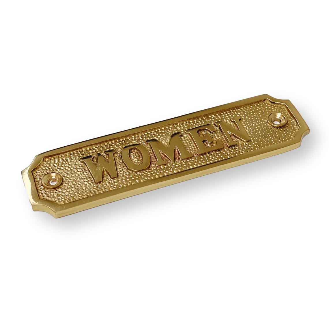 Brass "Women" Door Sign 4-3/4" W x 1-1/4" H - Brass Door Sign - Forge Hardware Studio