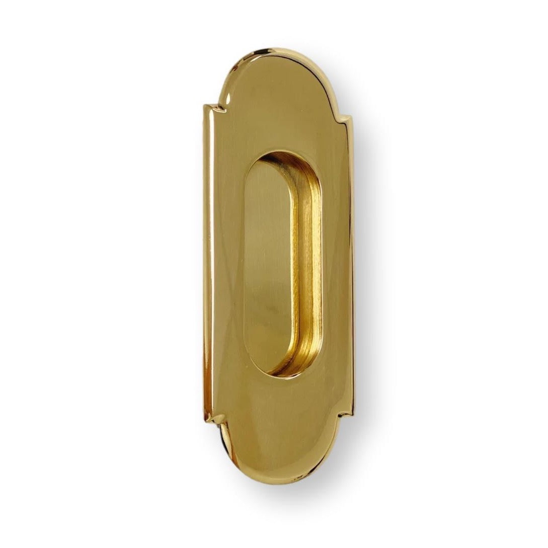Modern "Fleur" Flush Polished Brass Recess Door Pull - Forge Hardware Studio