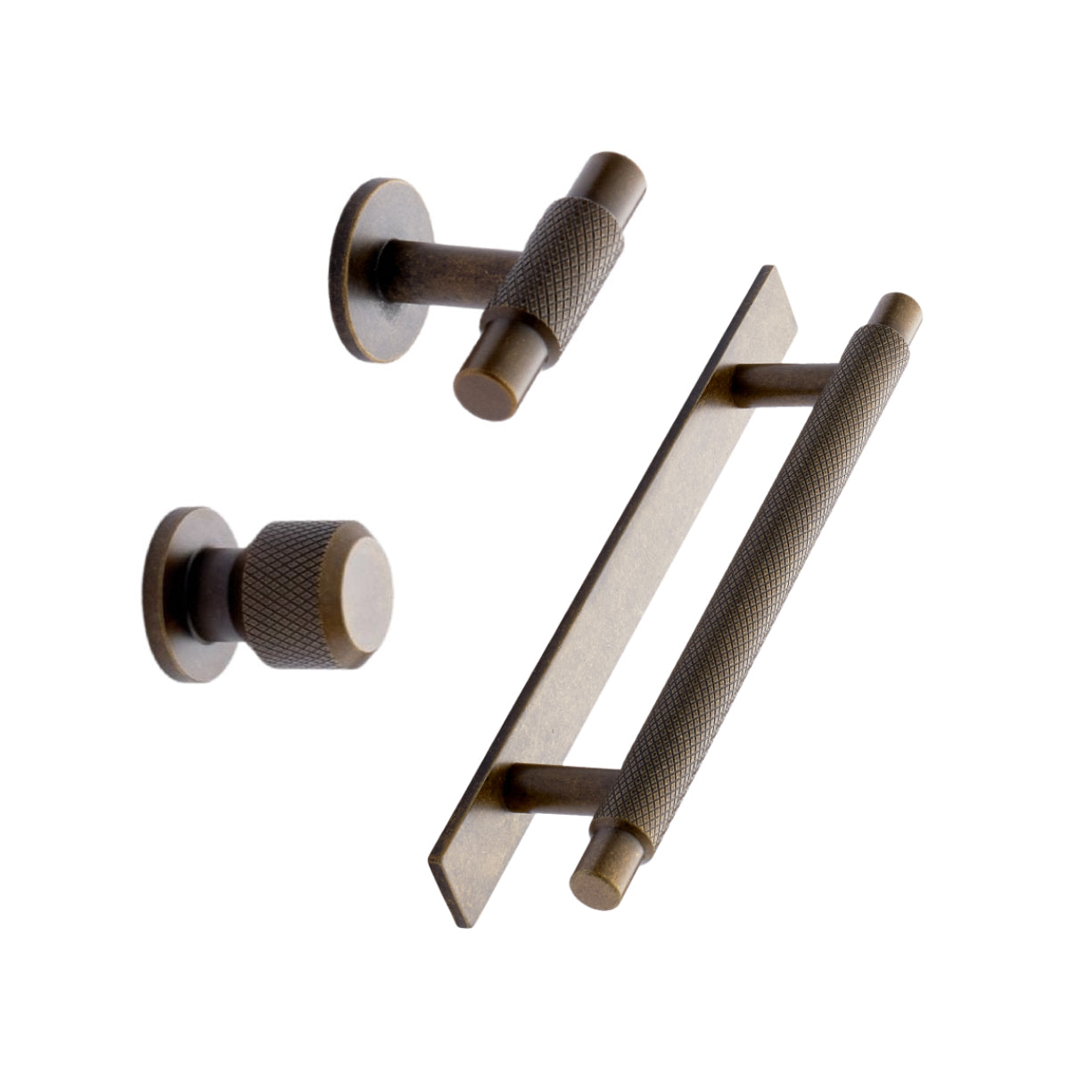 Knurled Backplate Antique Bronze "Manor" Knobs and Drawer Pulls - Industry Hardware