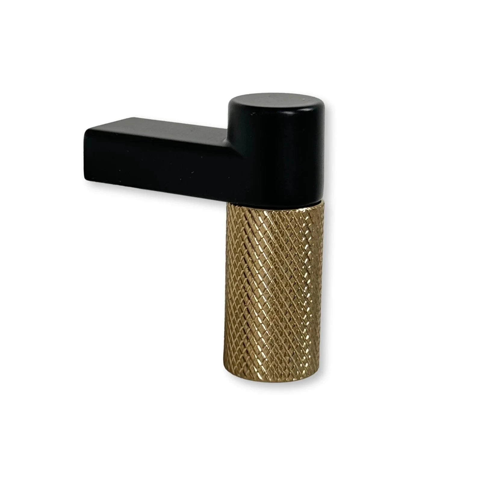 Knurled "Converse" Black and Champagne Bronze Dual-Finish Knobs and Pulls - Industry Hardware