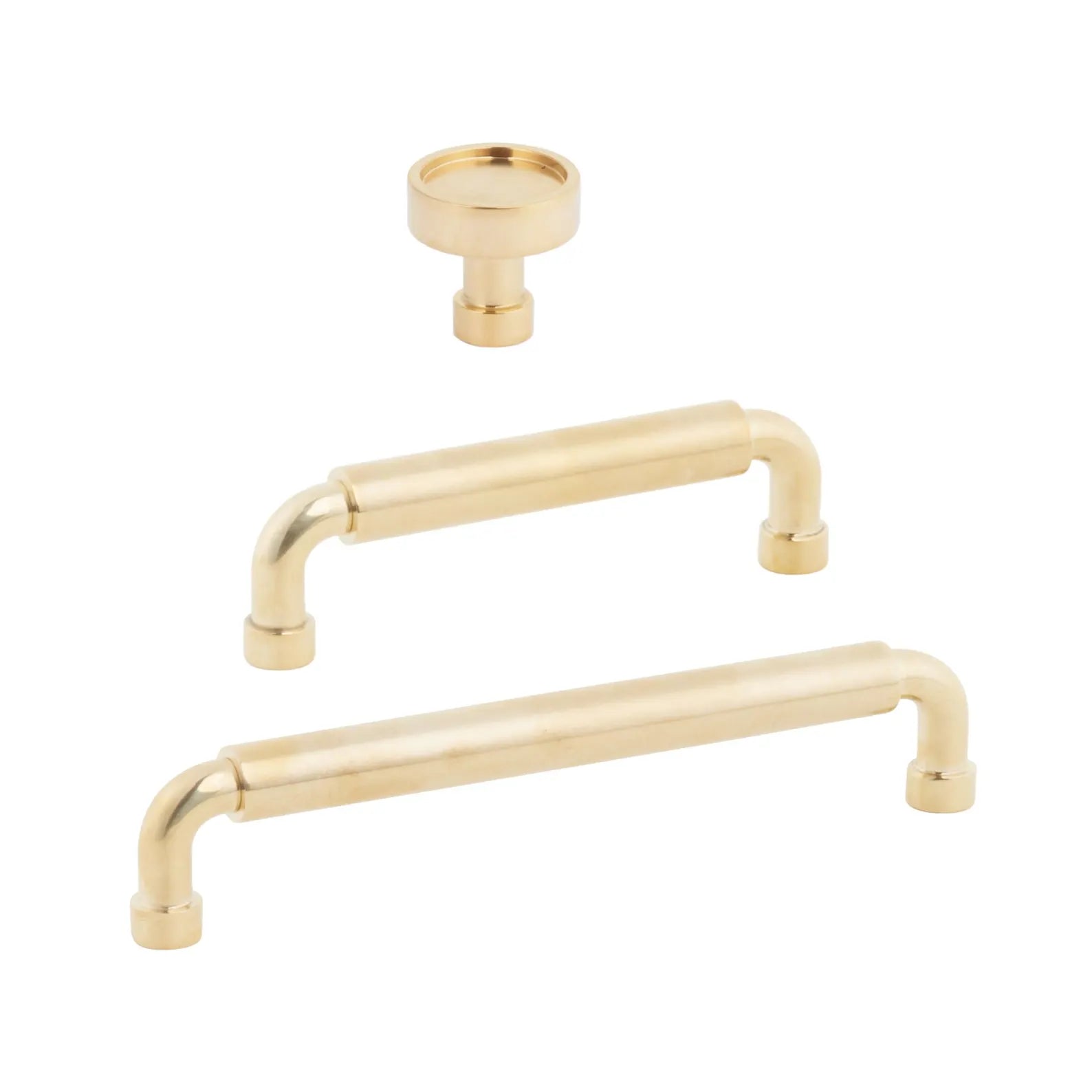 Unlacquered Brass "Nolan" Cabinet Knobs and Pulls Cabinet Hardware - Industry Hardware