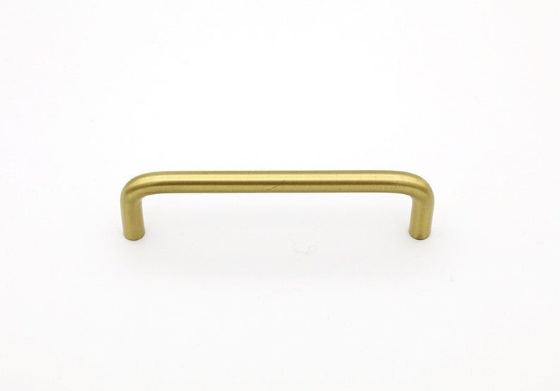 Wire Mid-Century "Peggy" Satin Brass Drawer Pulls - Brass Cabinet Hardware