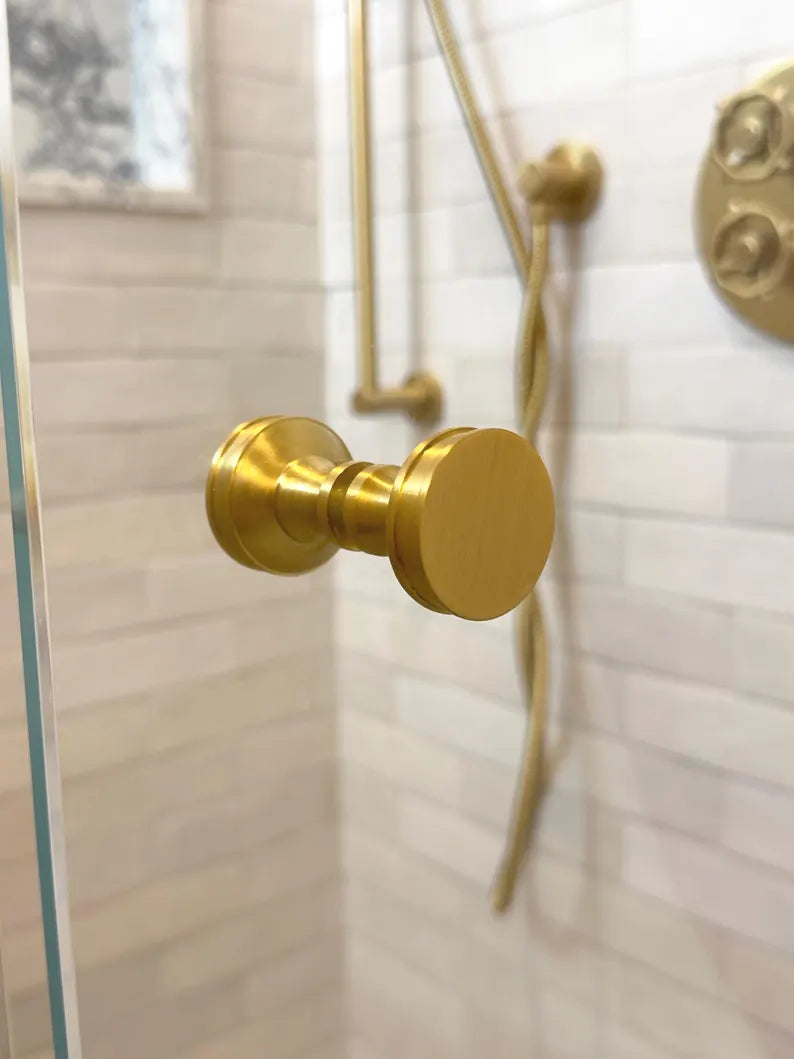 Glass Shower "Charter" Round Brass Back to Back Door Knob - Industry Hardware