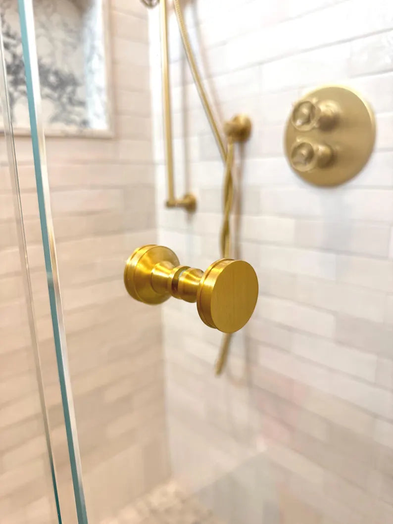 Glass Shower "Charter" Round Brass Back to Back Door Knob - Industry Hardware