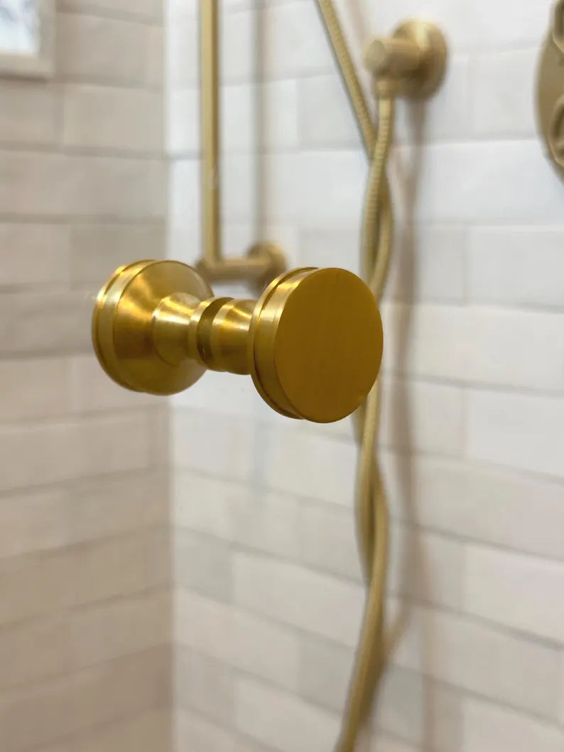 Glass Shower "Charter" Round Brass Back to Back Door Knob - Industry Hardware