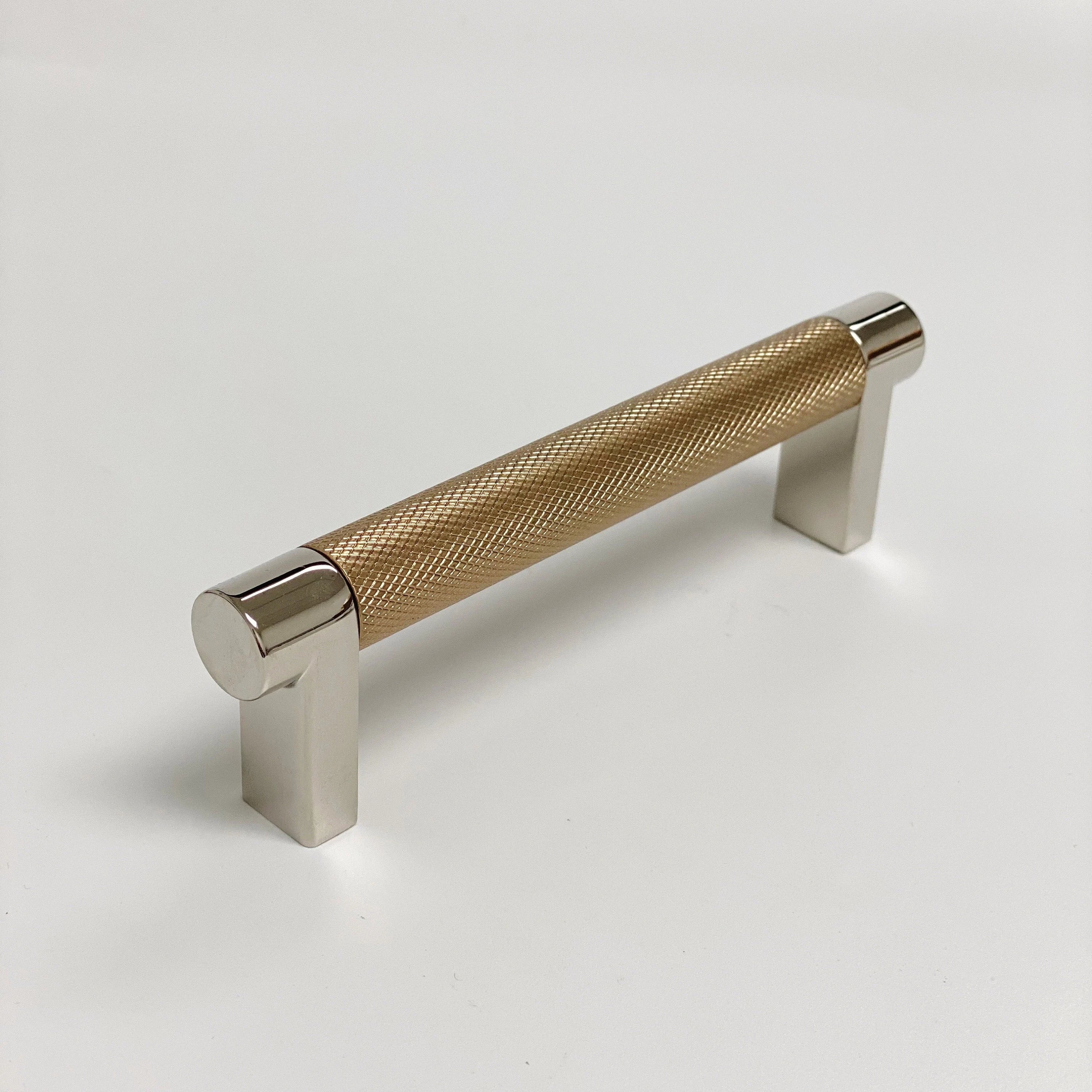 Knurled Polished Nickel and Champagne Bronze Dual-Finish Knobs and Pulls - Industry Hardware