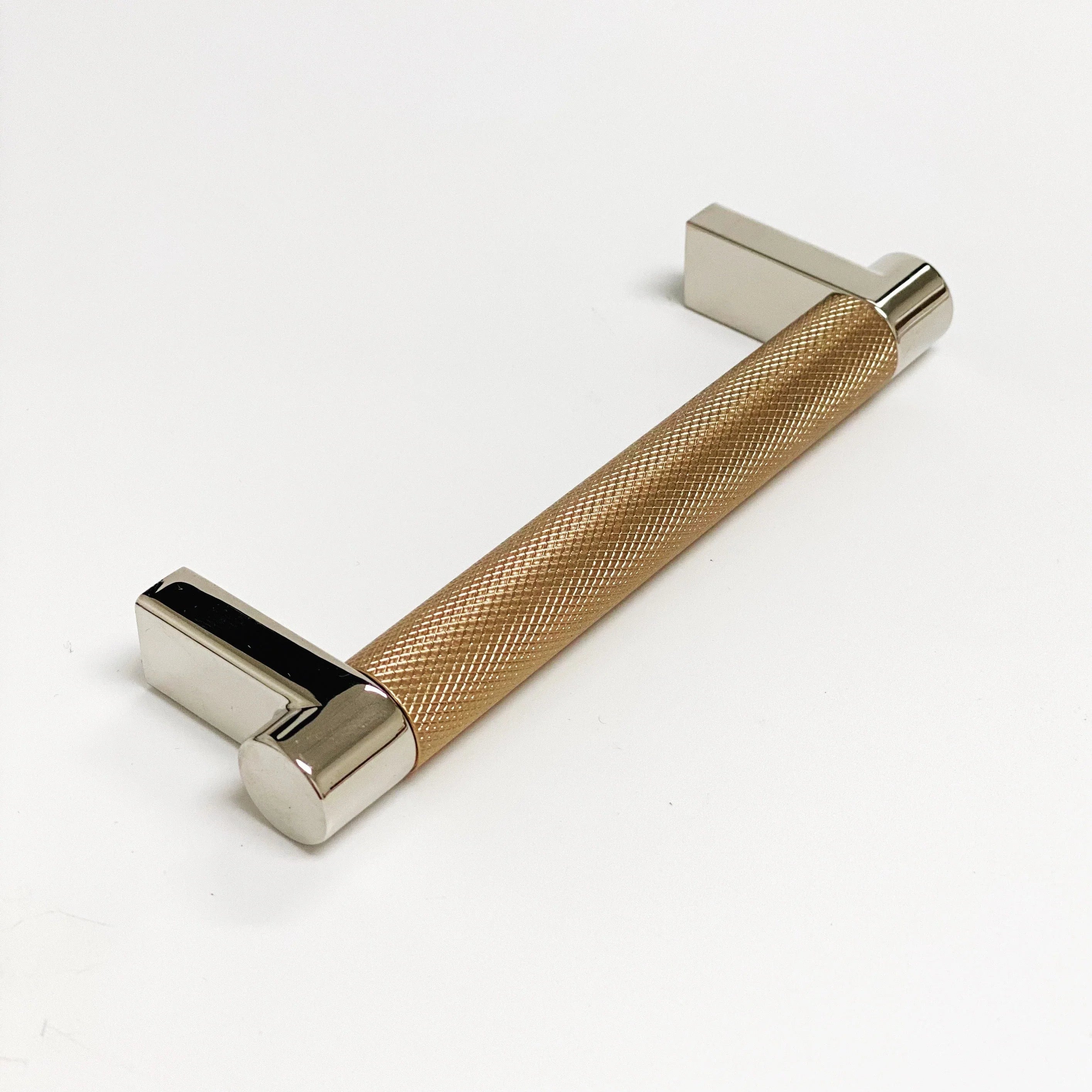 Knurled Polished Nickel and Champagne Bronze Dual-Finish Knobs and Pulls - Industry Hardware