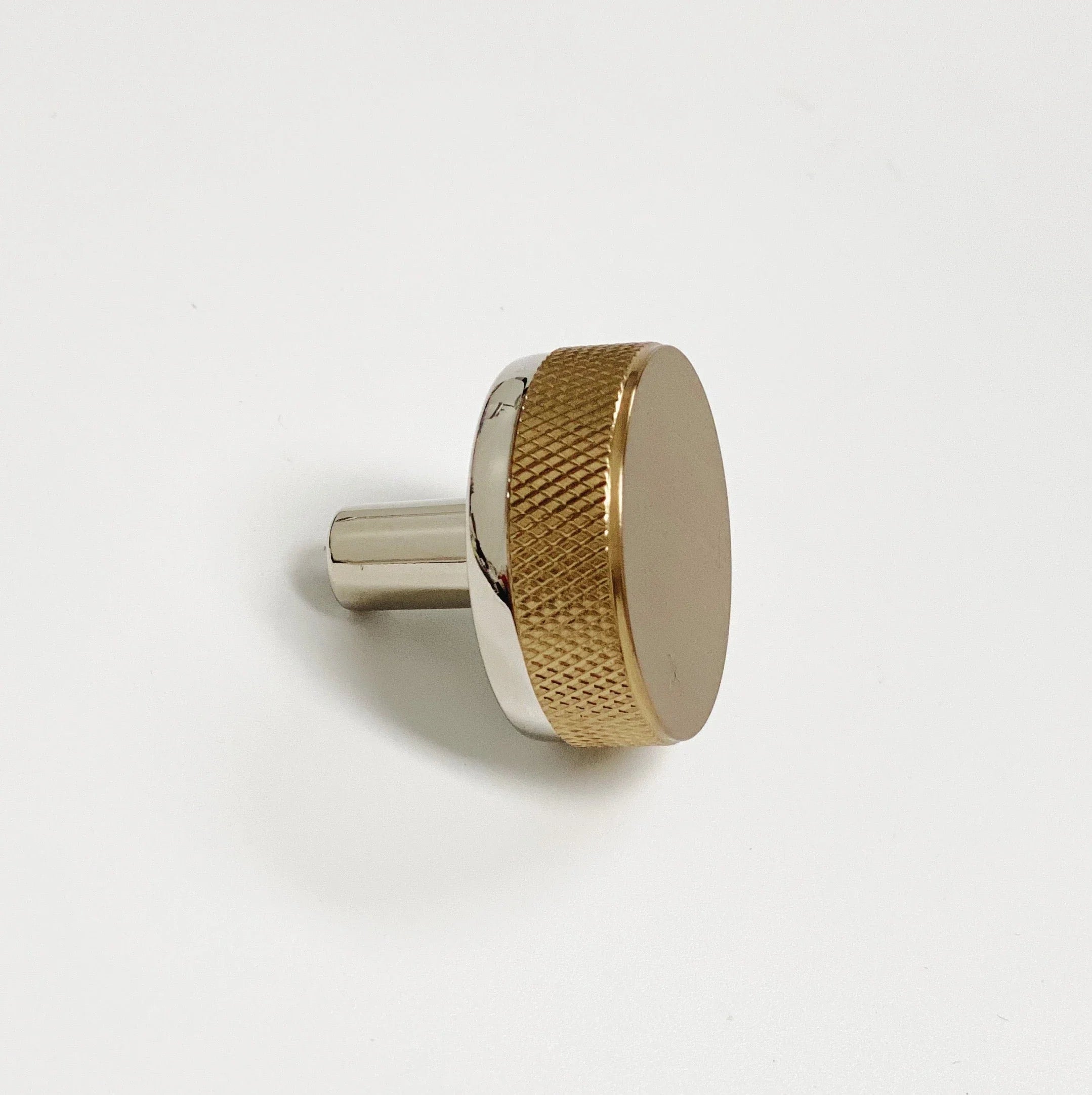 Knurled Polished Nickel and Champagne Bronze Dual-Finish Knobs and Pulls - Industry Hardware
