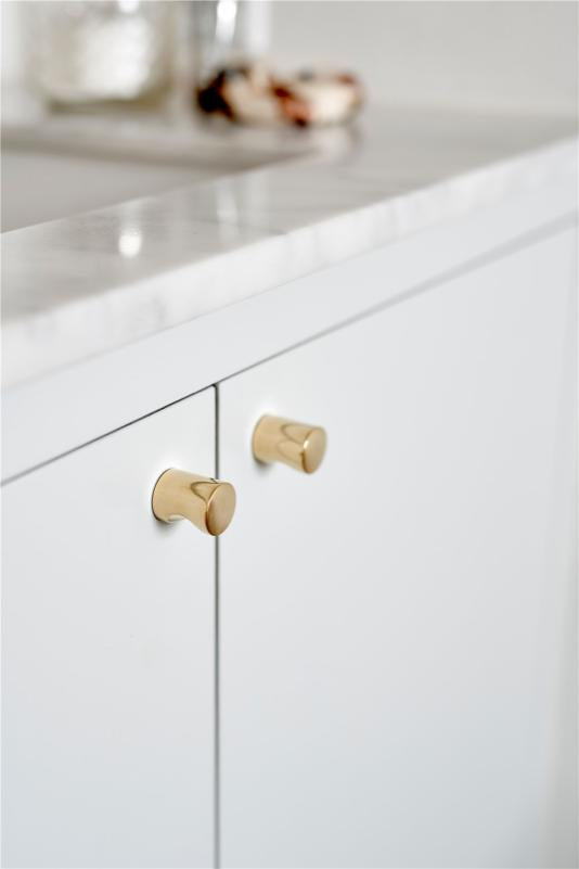 Unlacquered Brass "Lounge" Cabinet Knob and Wire Drawer Pulls - Industry Hardware