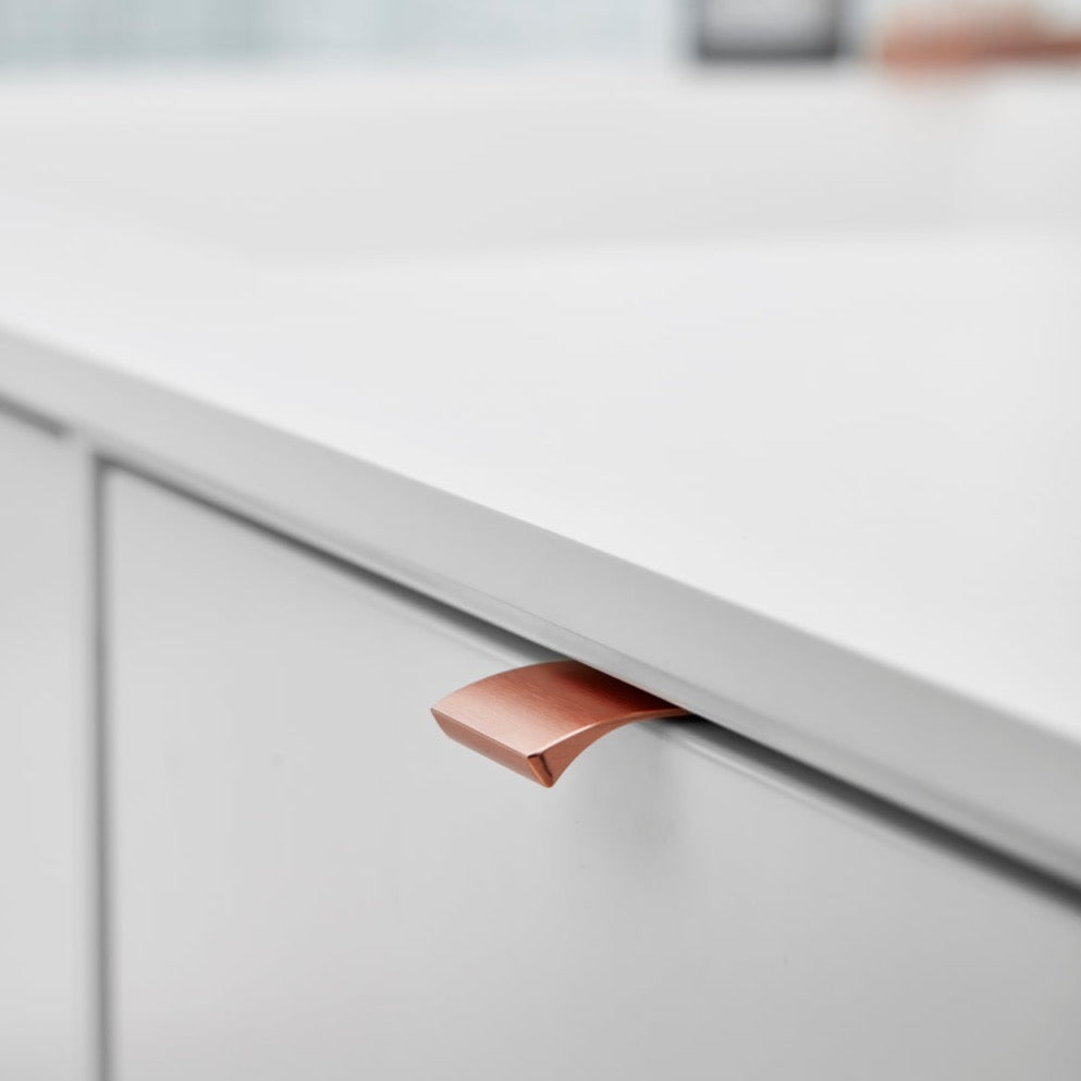 Tab Brushed Copper "Edge" Finger Drawer Pulls - Industry Hardware