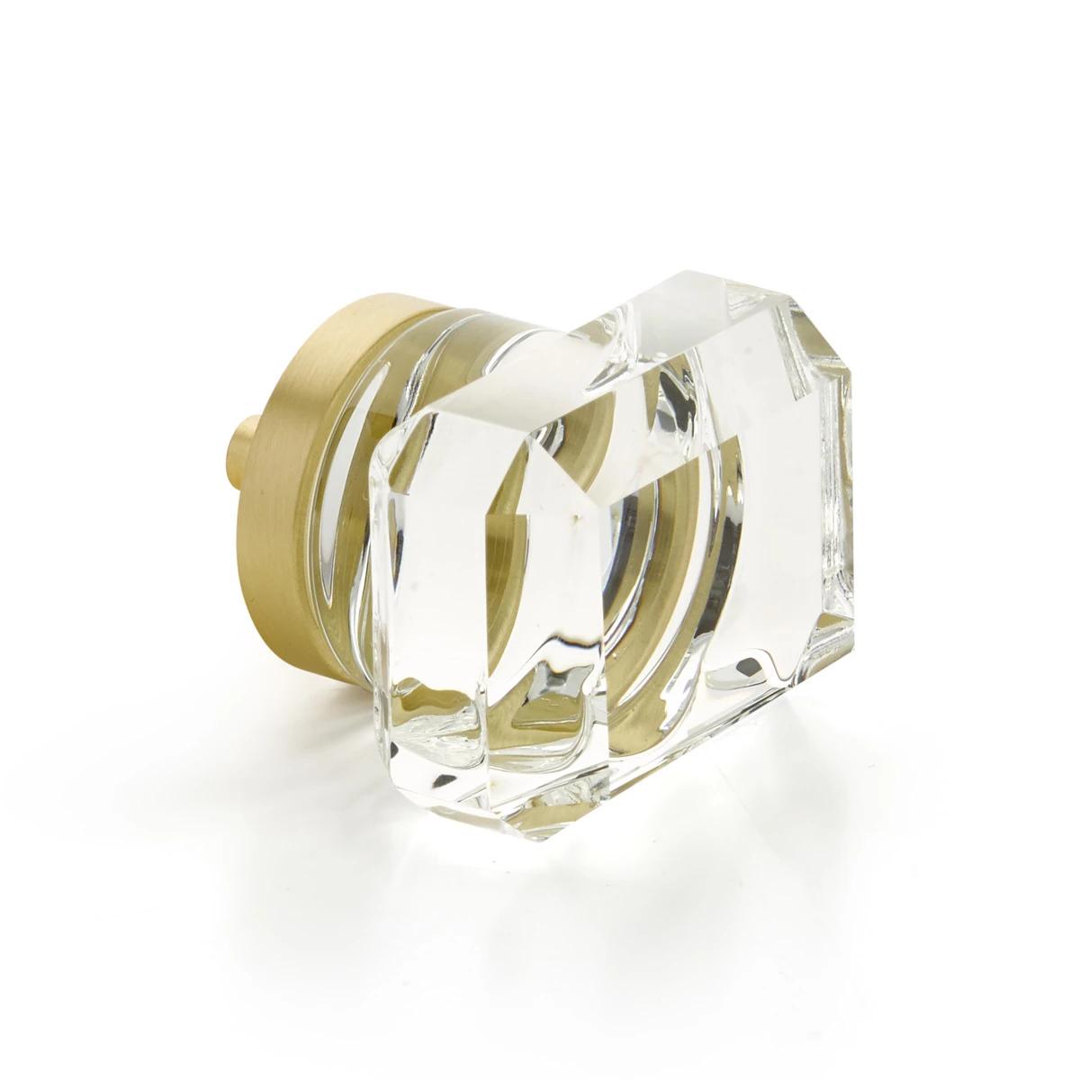 Satin Brass City Lights, Rectangular Glass Knob, 1-3/4" | Knobs
