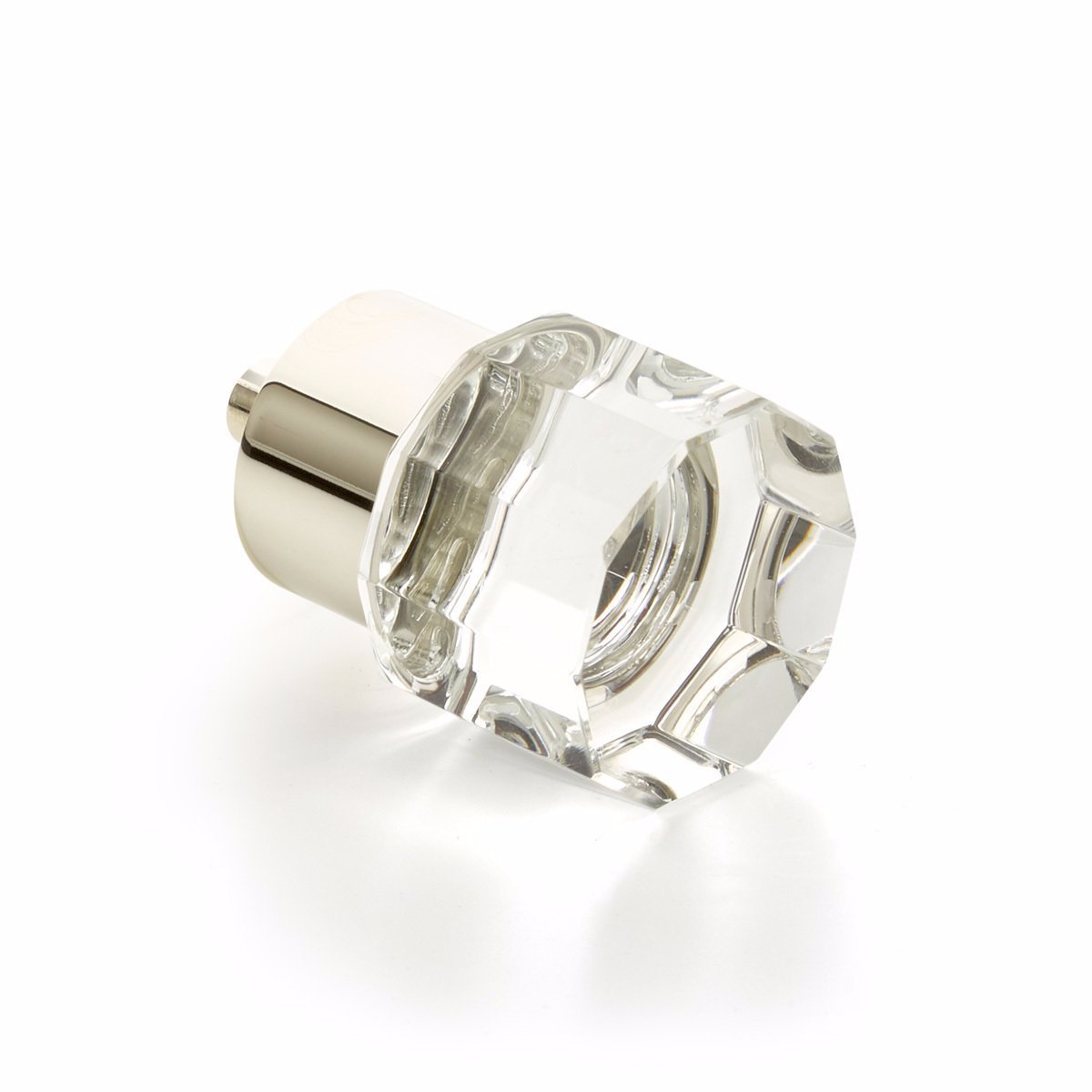 Polished Nickel City Lights 1-1/8" Round Multi-Sided Glass Knob | Knobs