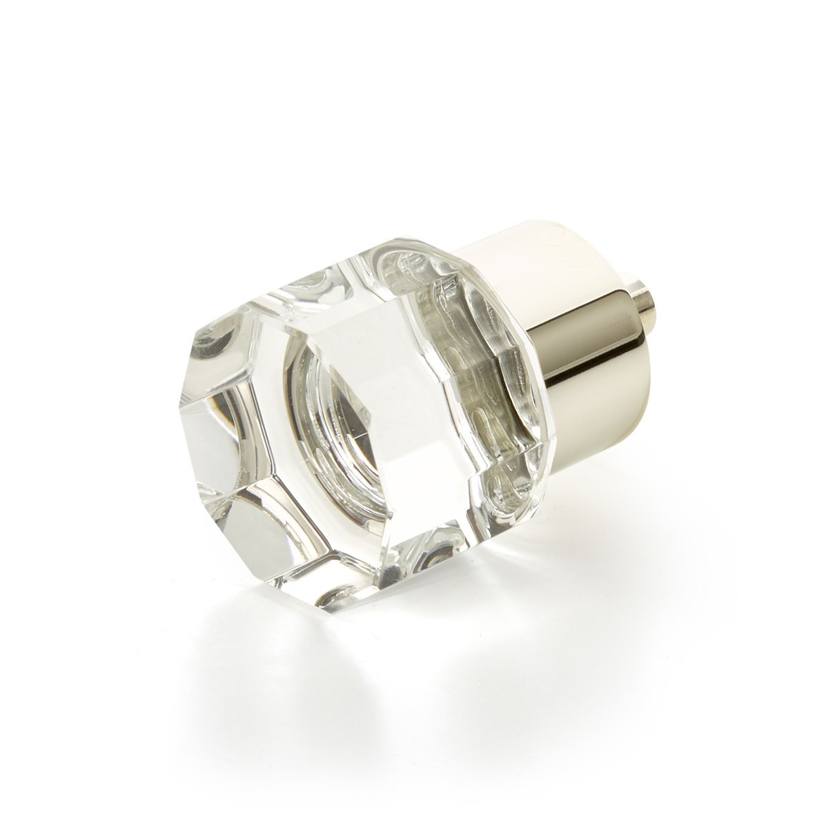 Polished Nickel City Lights 1-1/8" Round Multi-Sided Glass Knob | Knobs