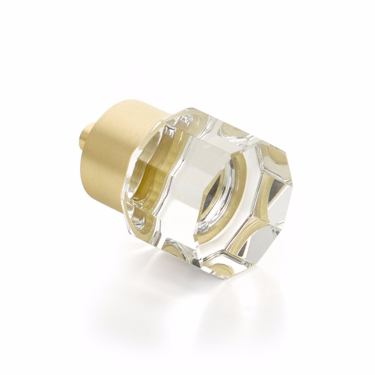 Satin Brass City Lights, Round Multi-Sided Glass Knob, 1-1/8" dia | Knobs