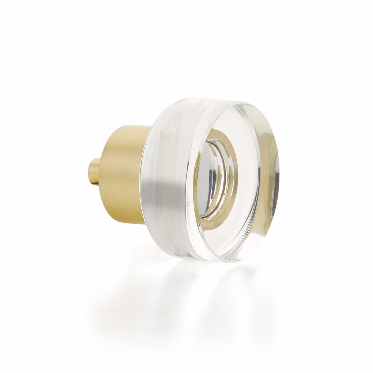 Satin Brass City Lights, Round Disc Glass Knob, 1-3/8" dia | Knobs