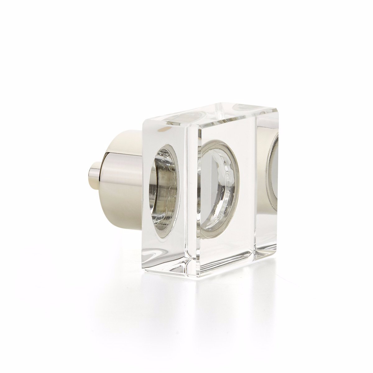 Polished Nickel City Lights 1-1/4" Square Glass Knob | Knobs