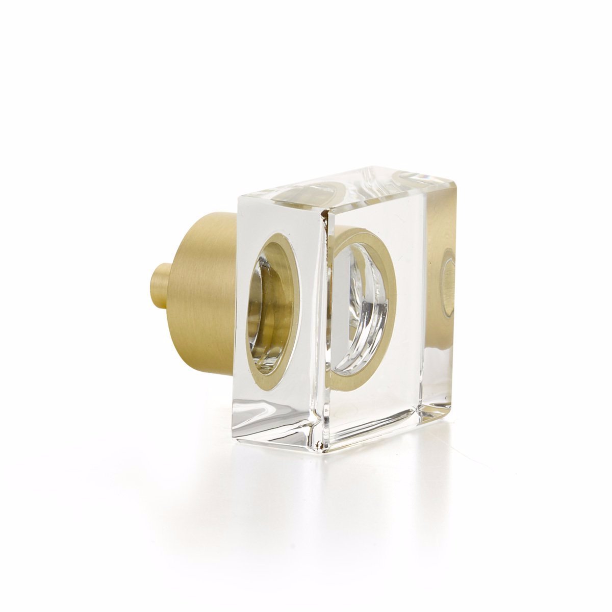 Satin Brass City Lights, Square Glass Knob, 1-1/4" | Knobs