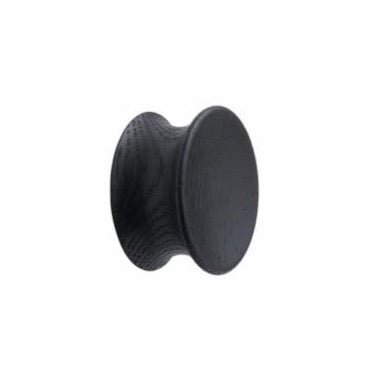 Round Wood "Pulley" Lacquered Black Cabinet Knob - Industry Hardware