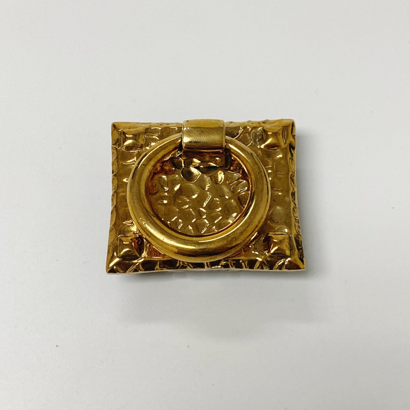 Unlacquered Brass "Aspen" Hammered Cabinet Knob and Ring Pulls - Industry Hardware