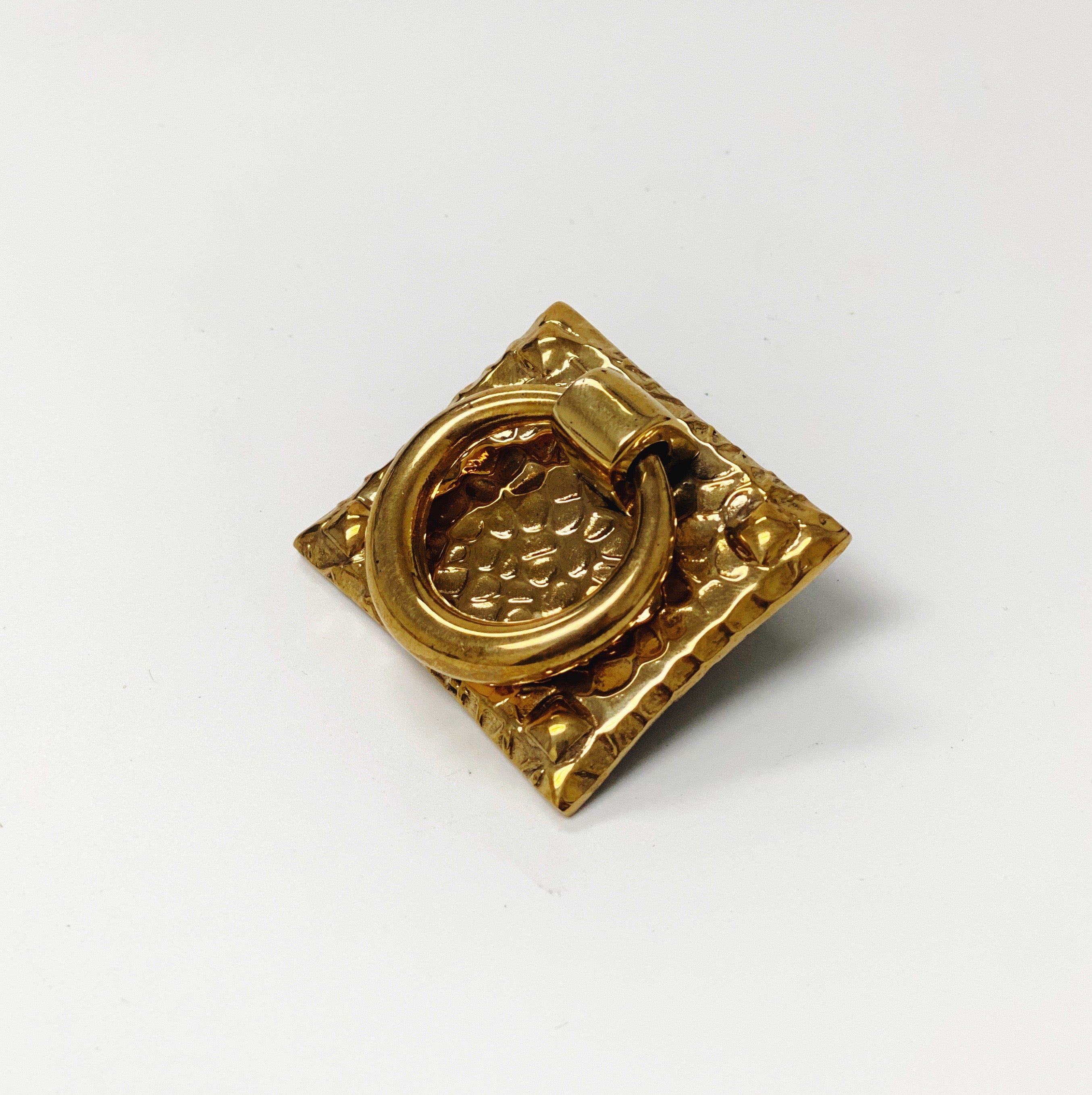 Unlacquered Brass "Aspen" Hammered Cabinet Knob and Ring Pulls - Industry Hardware