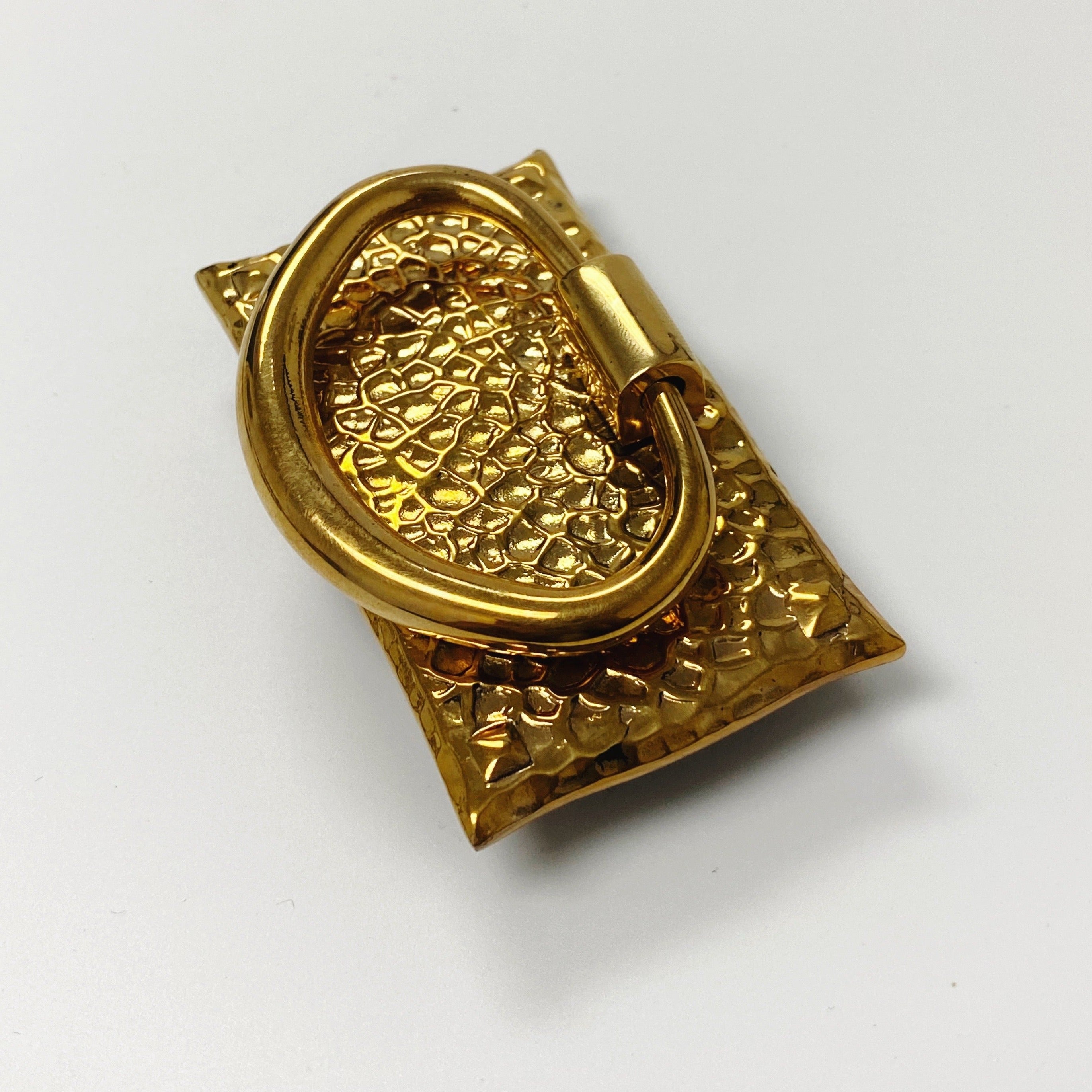 Unlacquered Brass "Aspen" Hammered Cabinet Knob and Ring Pulls - Industry Hardware