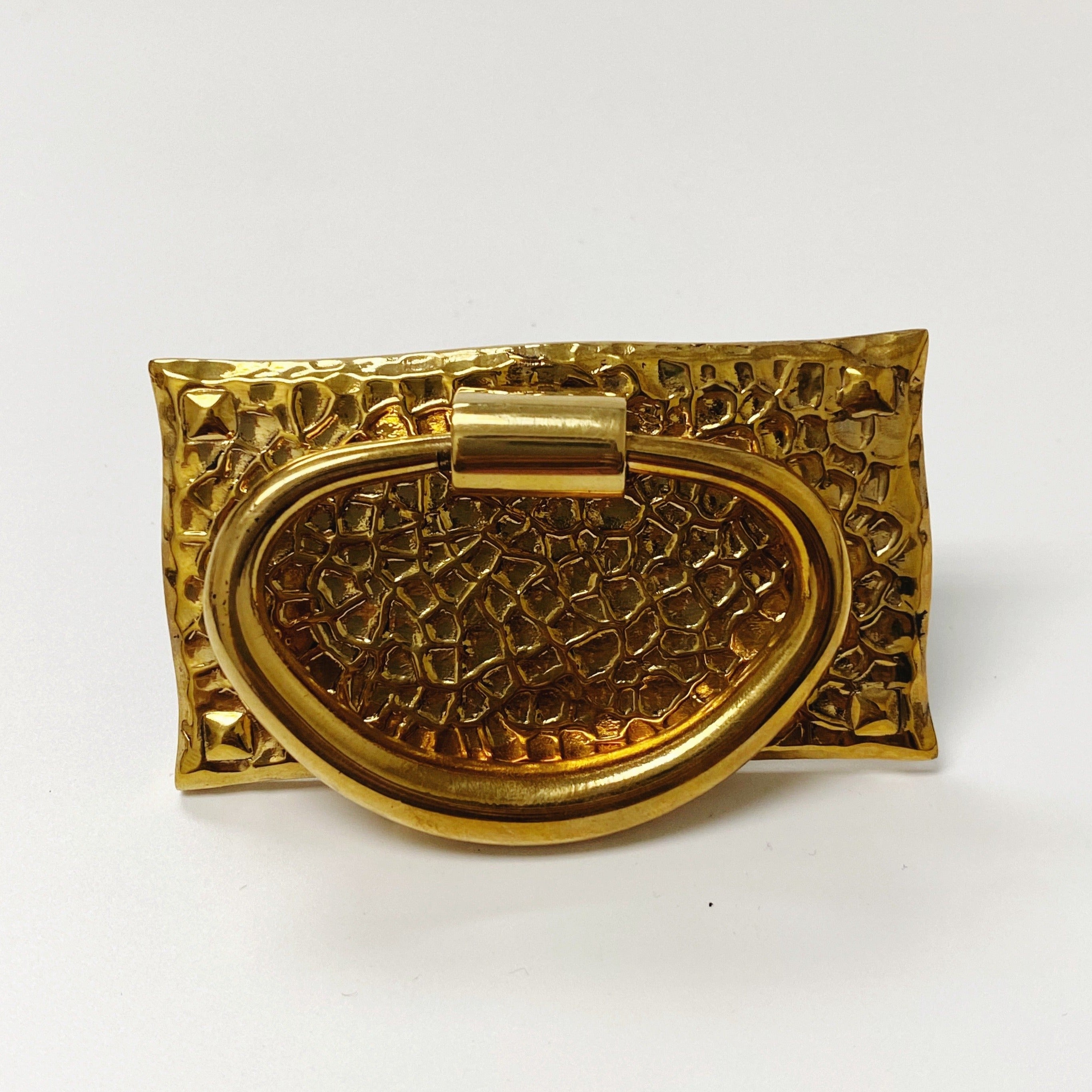 Unlacquered Brass "Aspen" Hammered Cabinet Knob and Ring Pulls - Industry Hardware