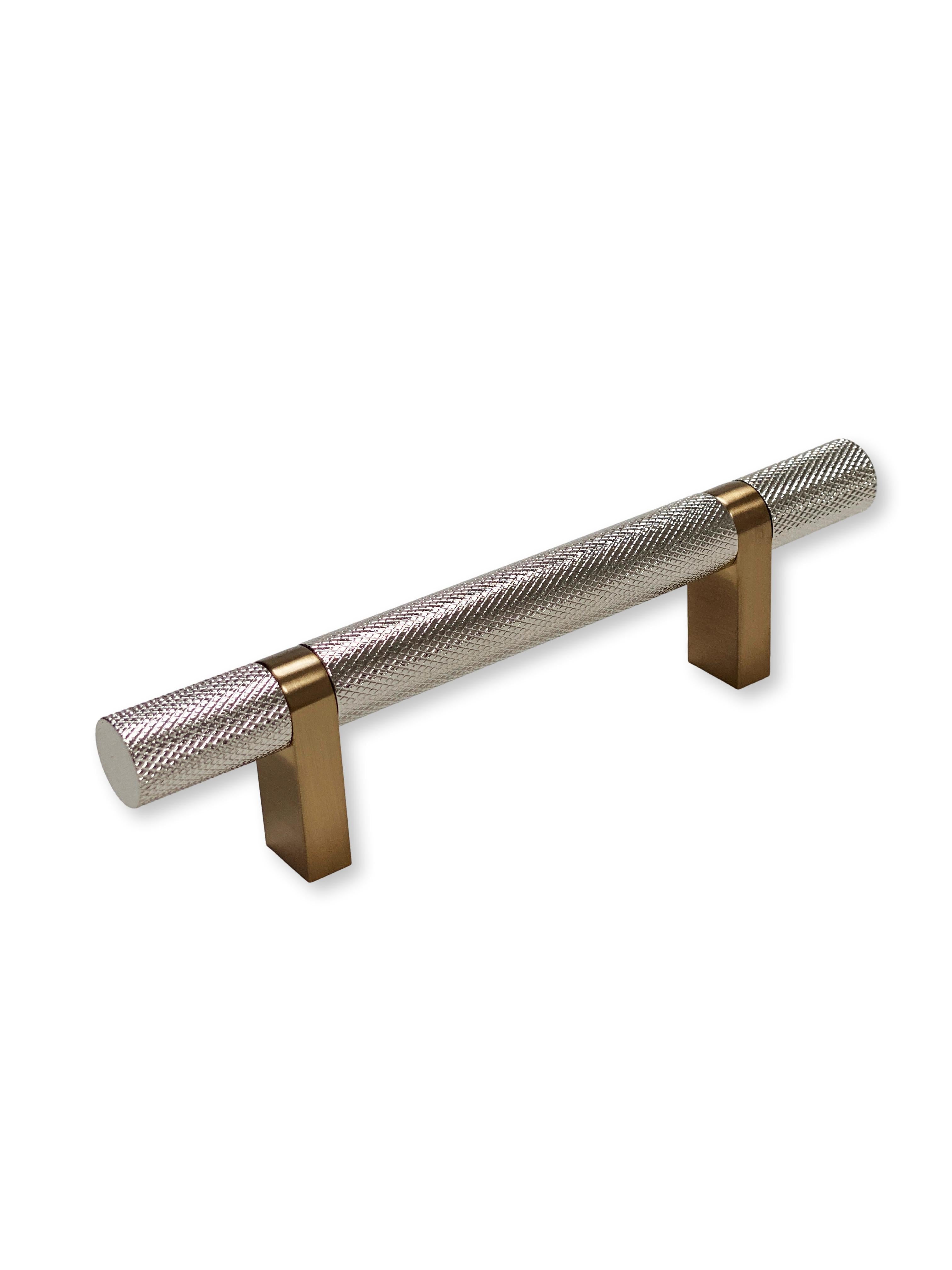 Knurled Select T-Bar Champagne Bronze and Polished Nickel Knobs and Pulls - Industry Hardware
