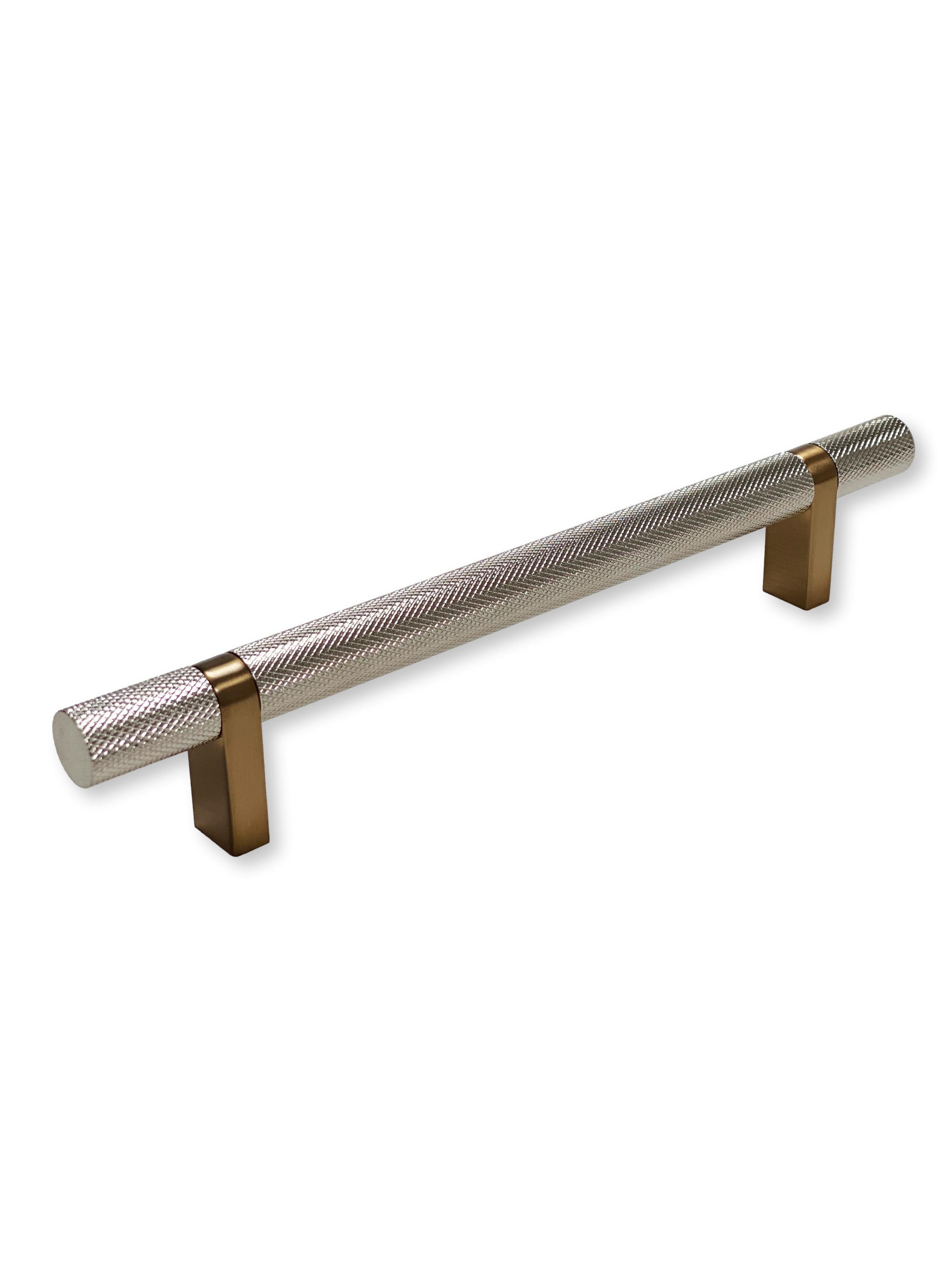 Knurled Select T-Bar Champagne Bronze and Polished Nickel Knobs and Pulls - Industry Hardware