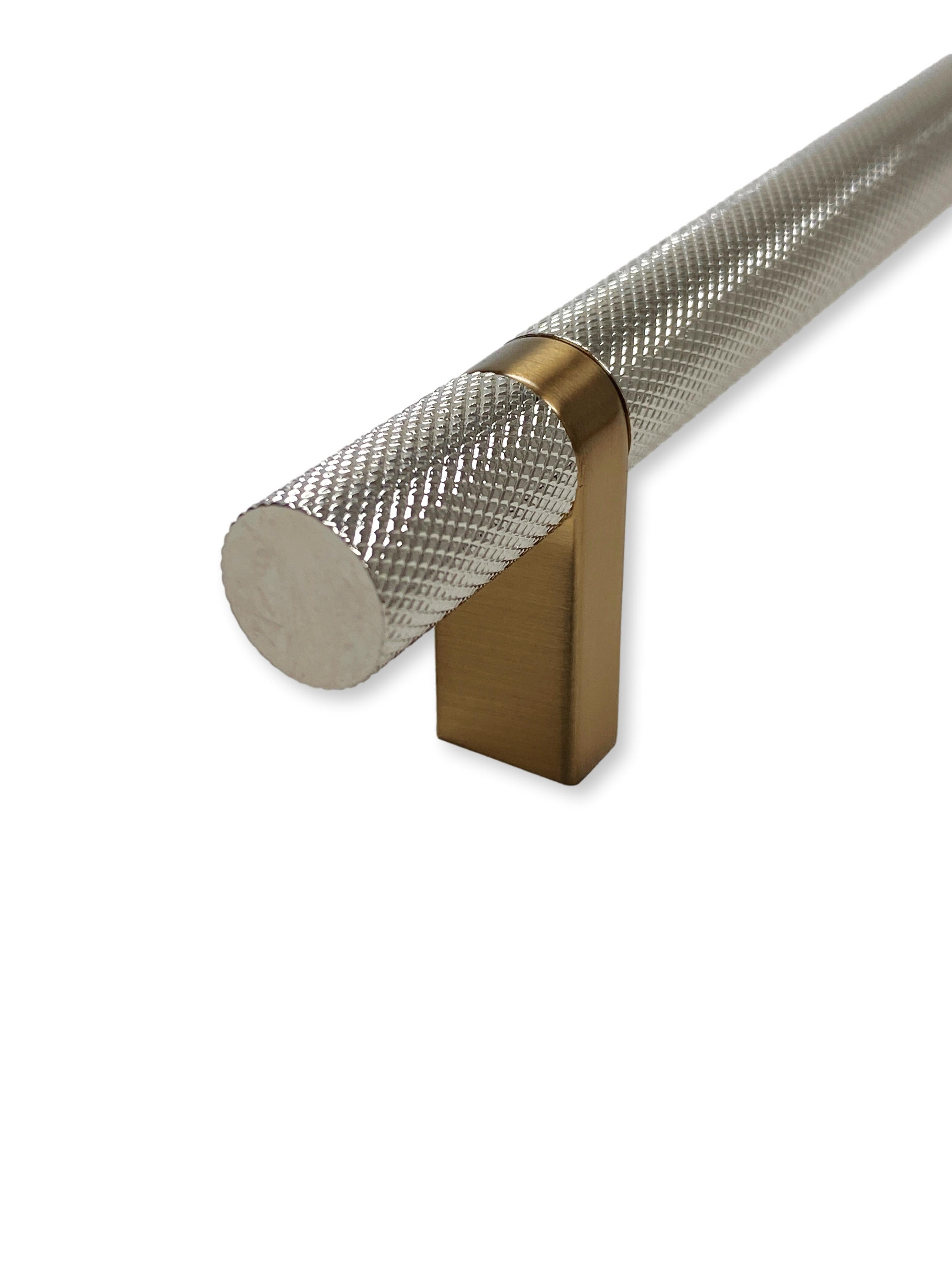 Knurled Select T-Bar Champagne Bronze and Polished Nickel Knobs and Pulls - Industry Hardware