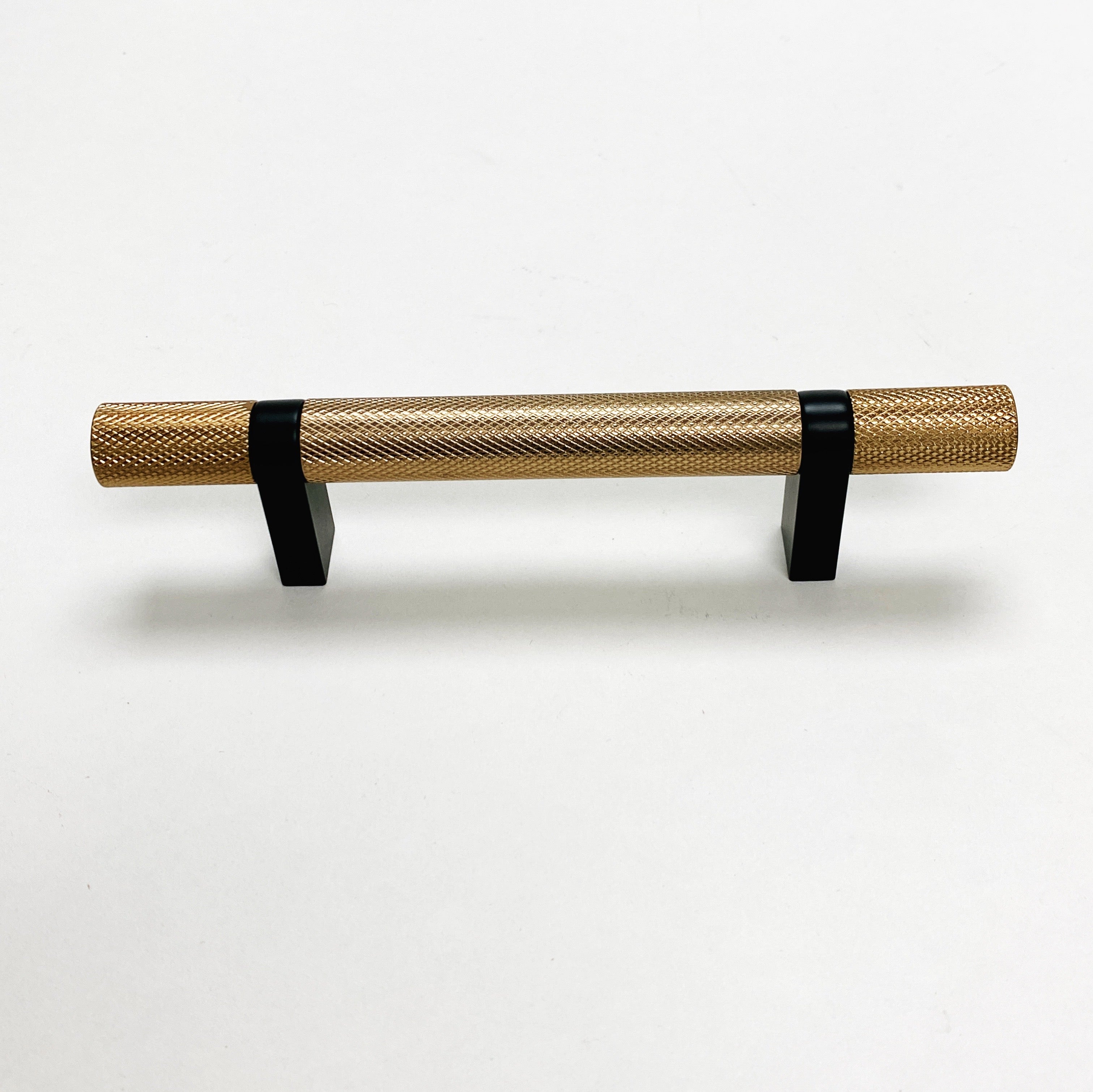 Knurled Select T-Bar Champagne Bronze and Matte Black Knobs and Pulls - Industry Hardware
