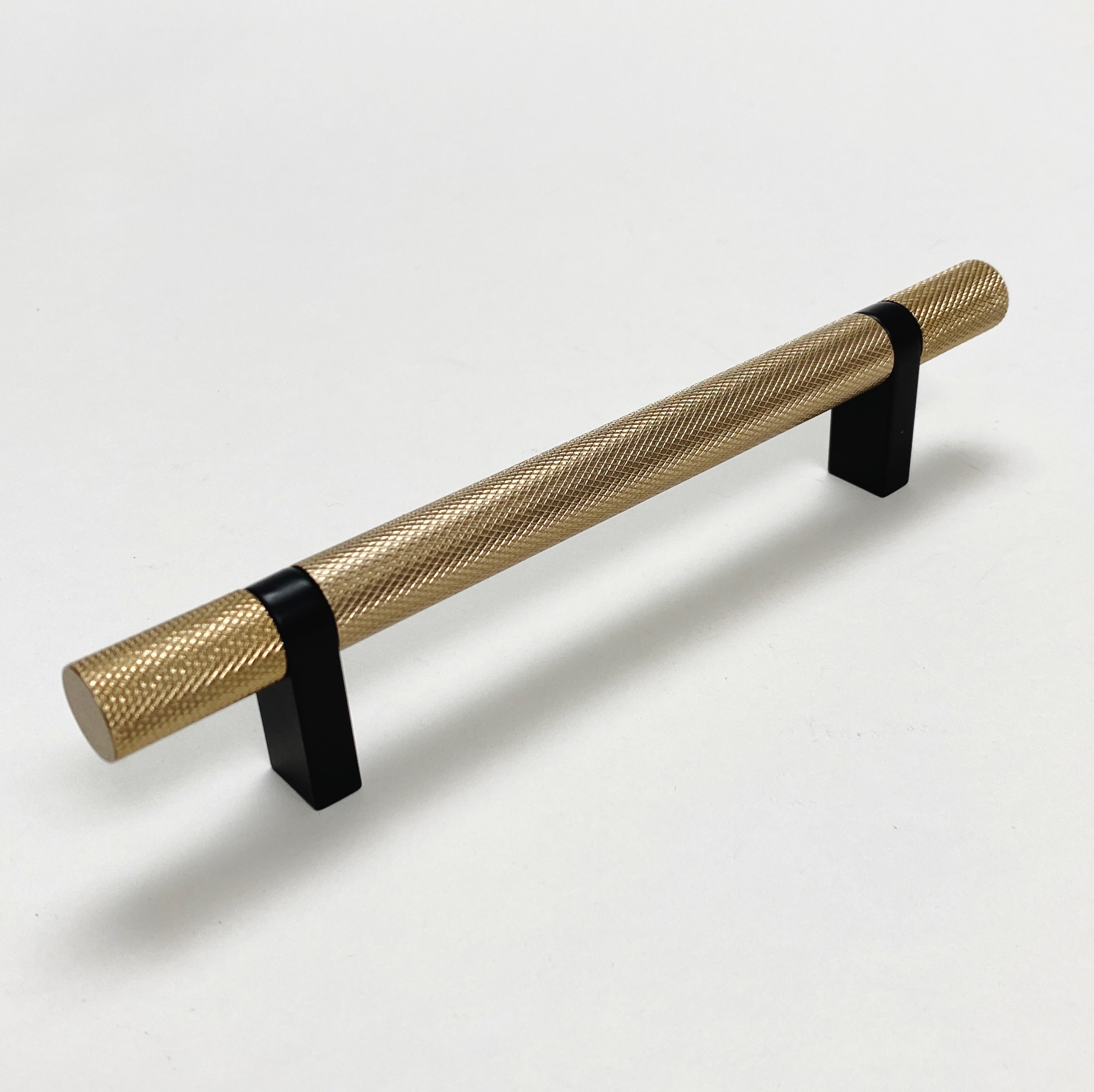 Knurled Select T-Bar Champagne Bronze and Matte Black Knobs and Pulls - Industry Hardware