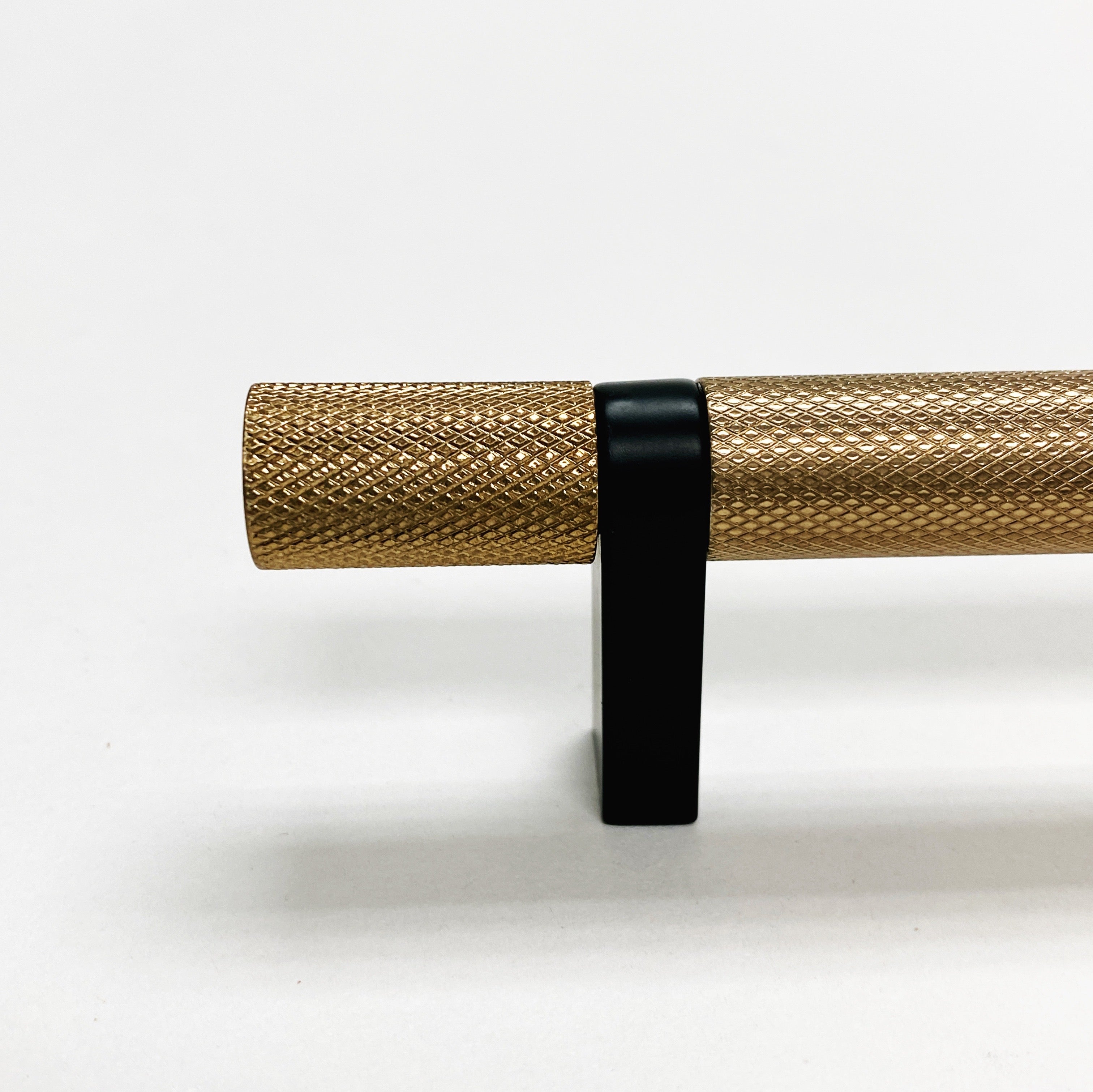 Knurled Select T-Bar Champagne Bronze and Matte Black Knobs and Pulls - Industry Hardware
