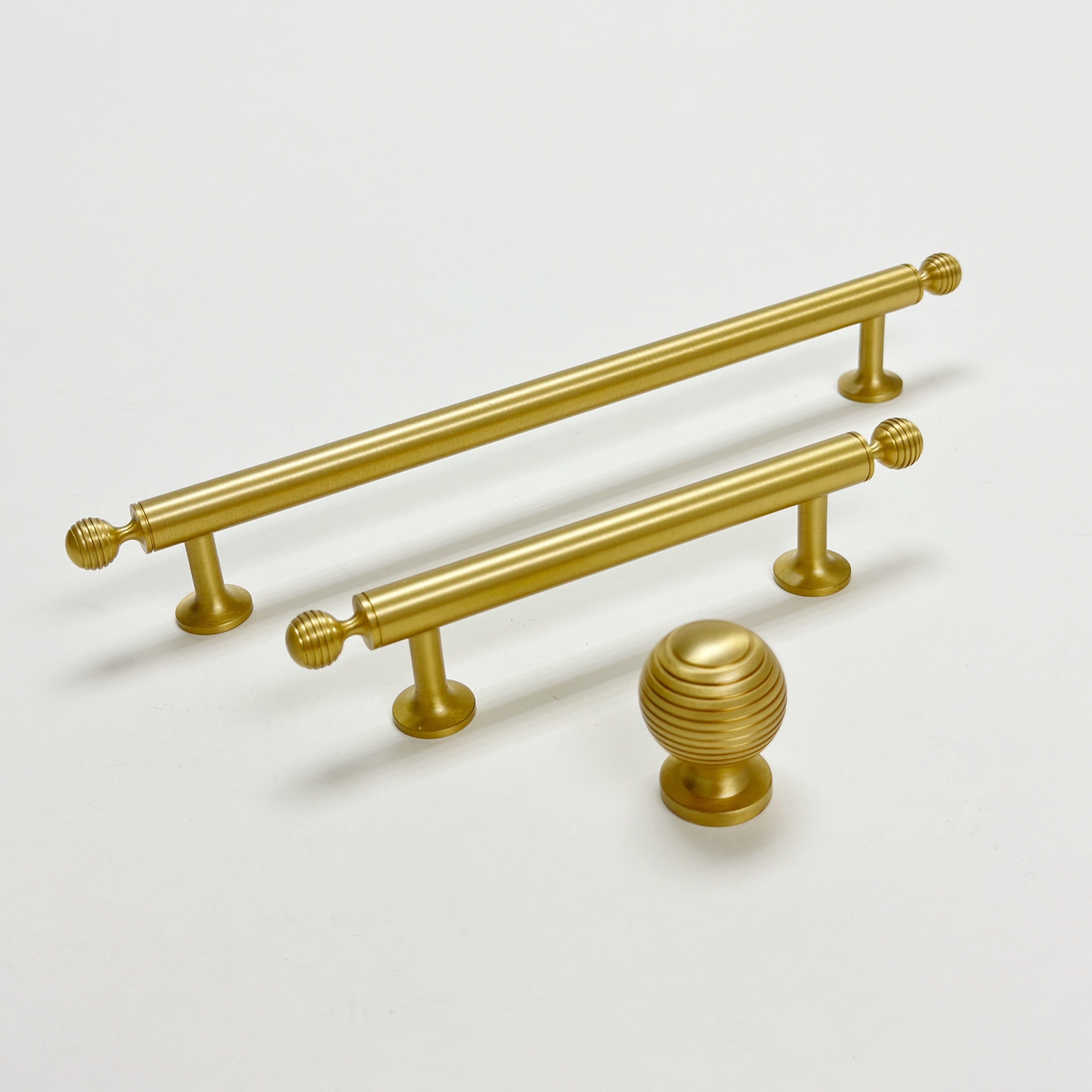 Satin Brass "Sweet" Beehive Cabinet Knob and Drawer Pulls - Forge Hardware Studio