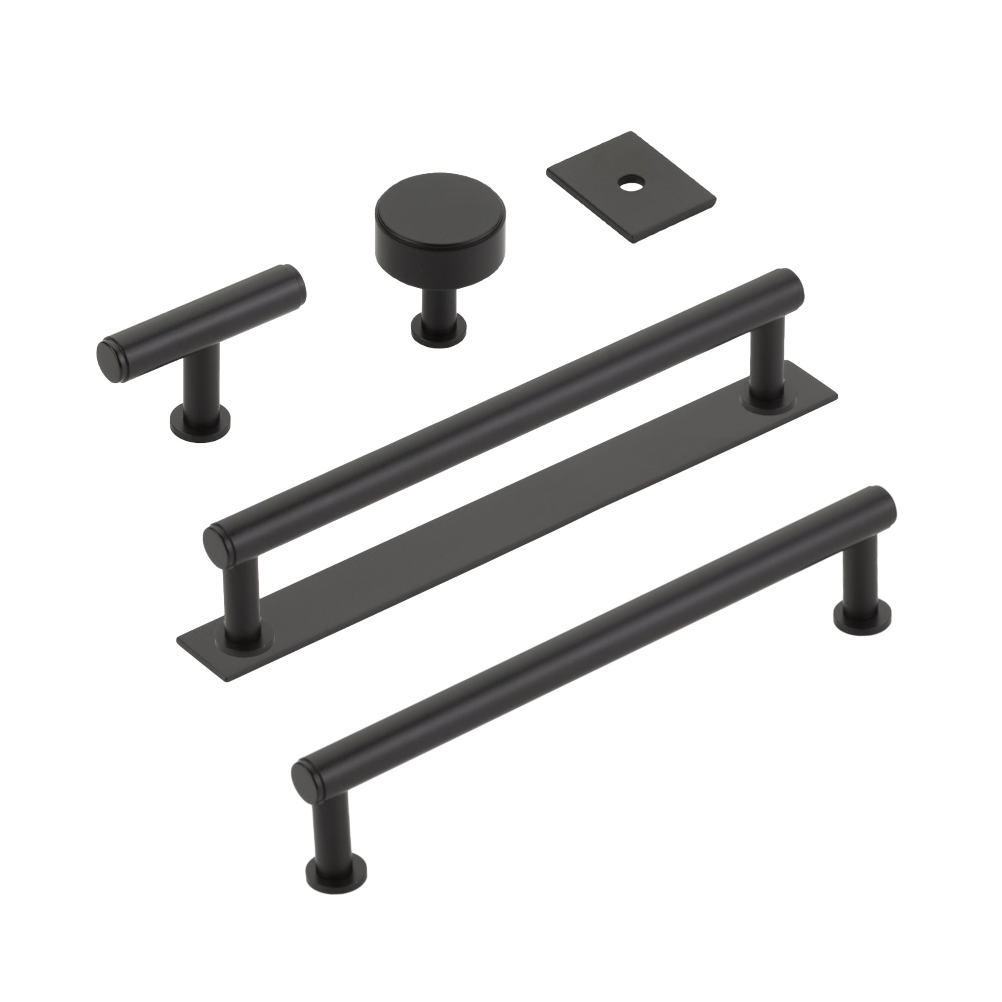Matte Black "Maison No. 2" Smooth Drawer Pulls and Cabinet Knobs with Optional Backplate - Forge Hardware Studio