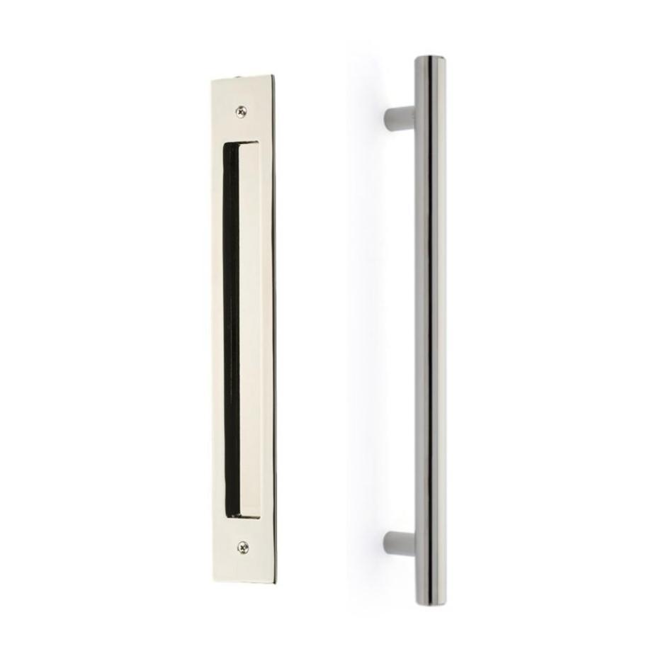Door Flush Pull and 12" Handle Back to Back Hardware for Interior Sliding and Barn Doors