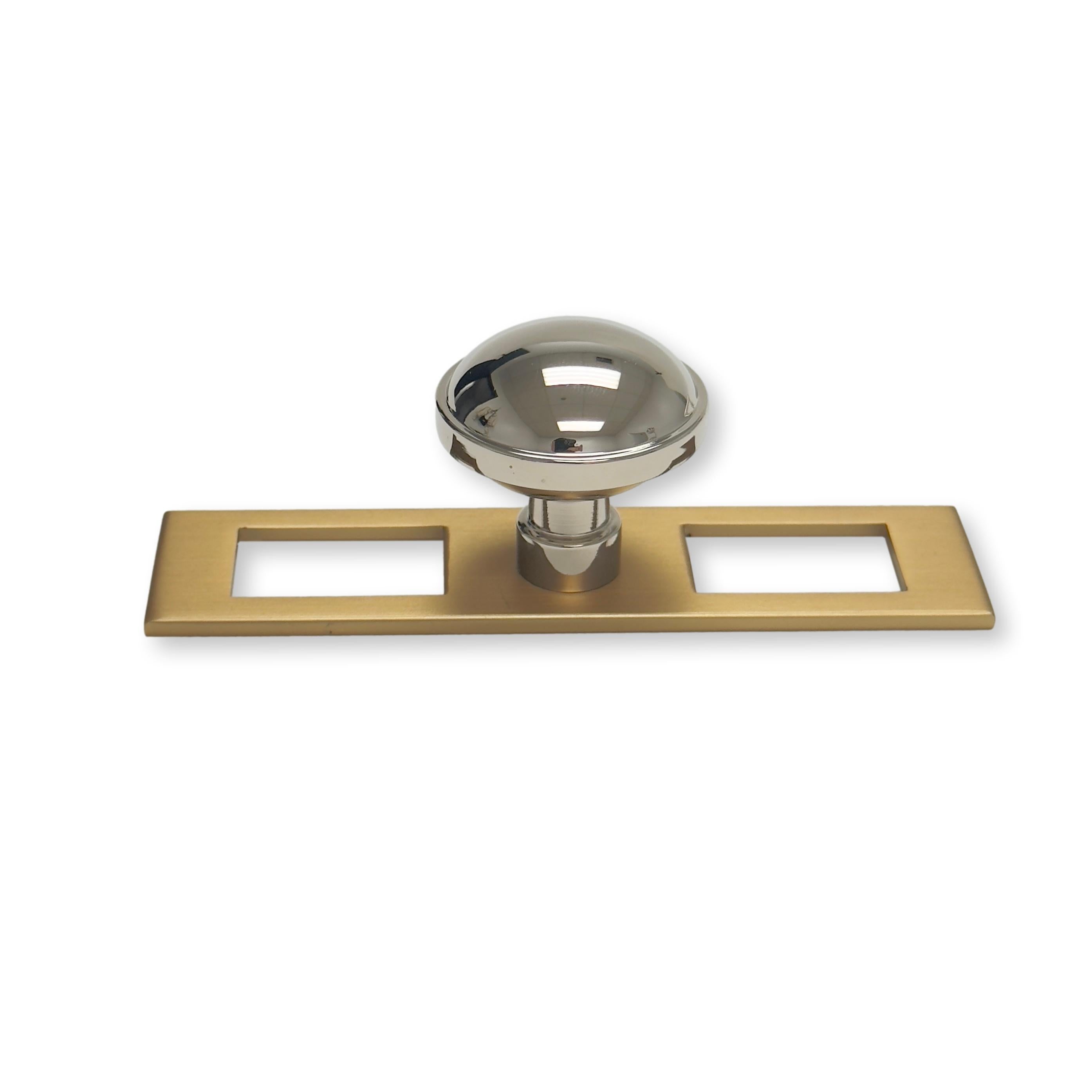 Champagne Bronze and Polished Nickel Industrial Modern Pulls and Knob with Backplate - Industry Hardware