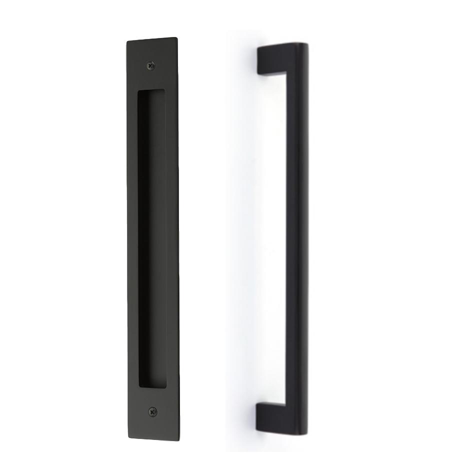 Door Flush Pull and 12" Handle Back to Back Hardware for Interior Sliding and Barn Doors