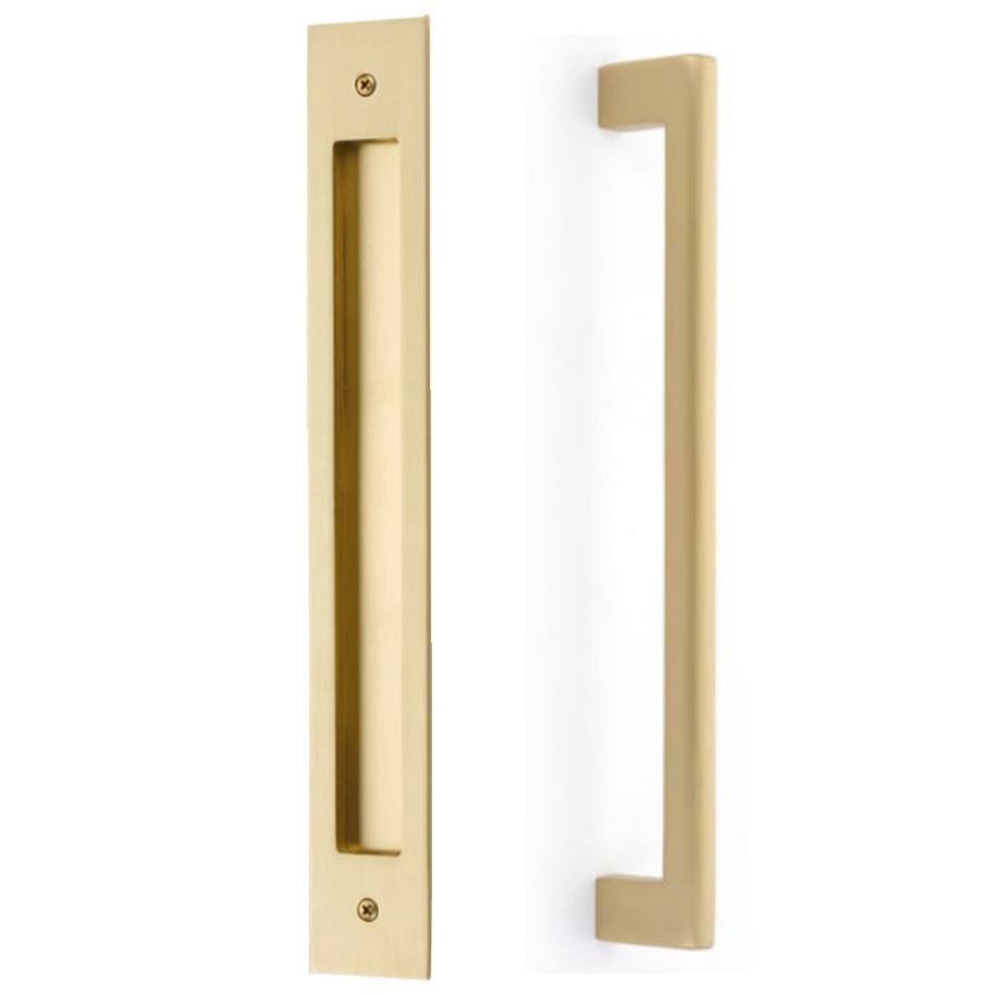 Door Flush Pull and 12" Handle Back to Back Hardware for Interior Sliding and Barn Doors