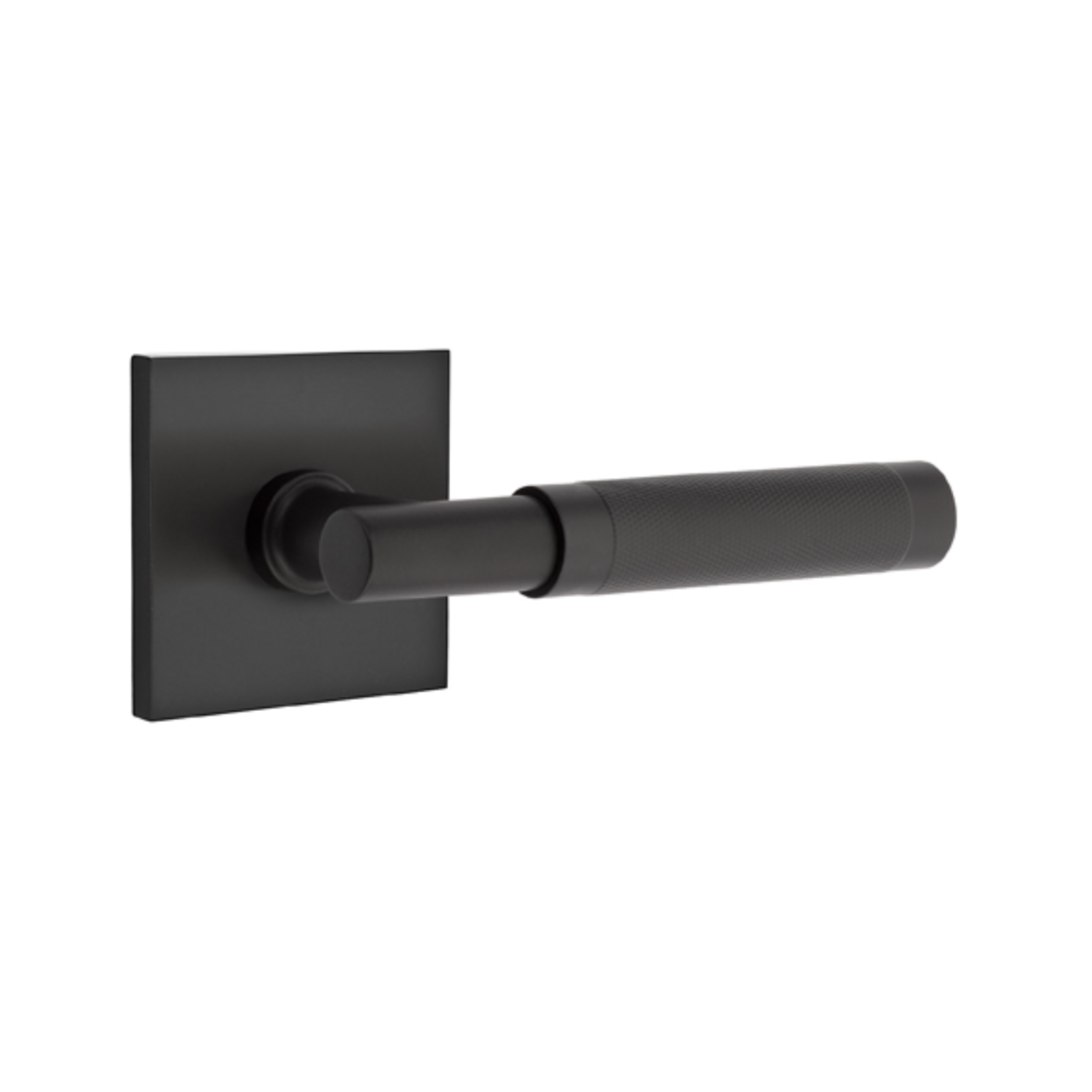 T-Bar Knurled SELECT Matte Black Door Lever w/ Square Rosette | Door Handle