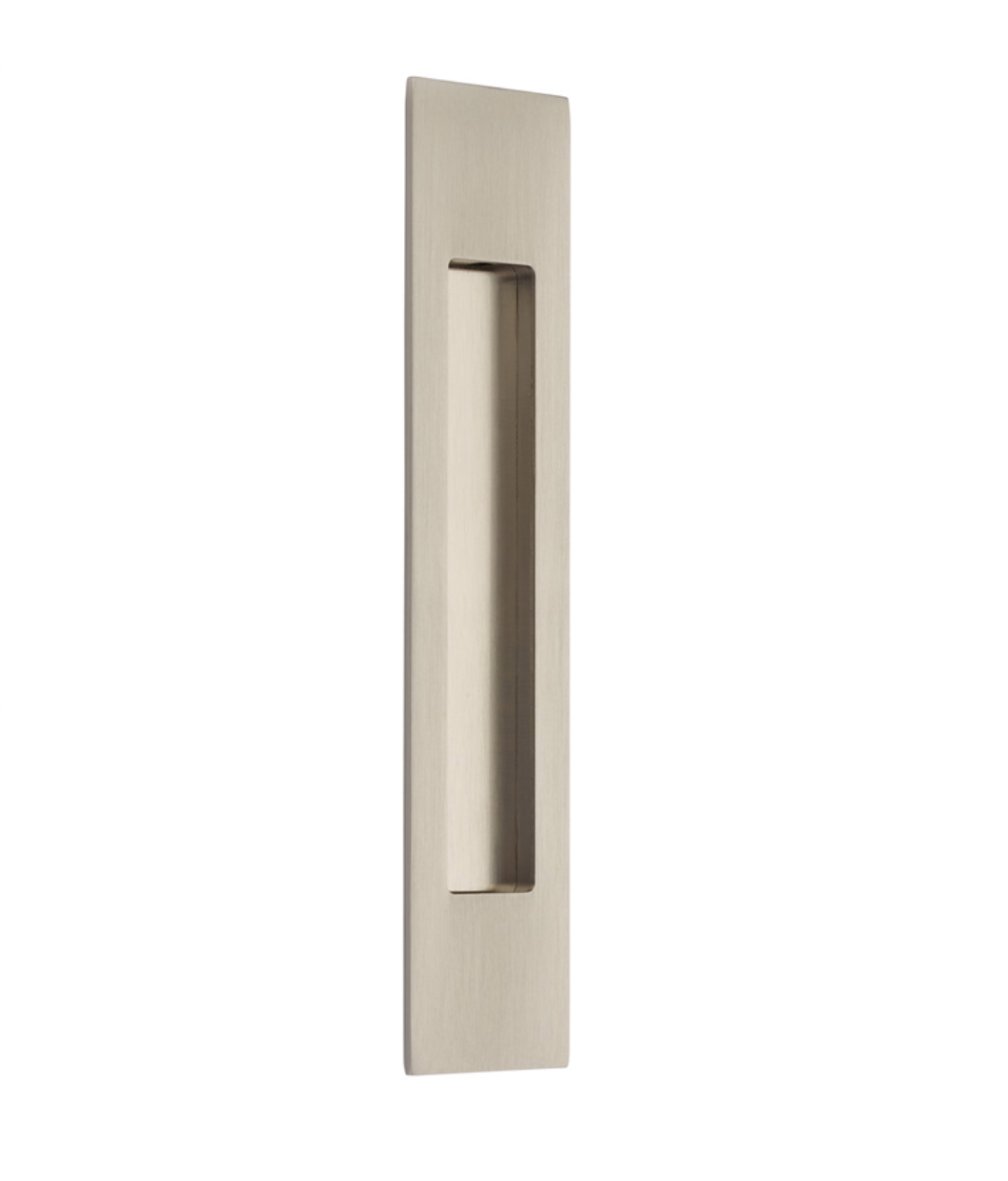 Modern Rectangular Flush Solid Recess Door Pull in Satin Nickel | Pulls