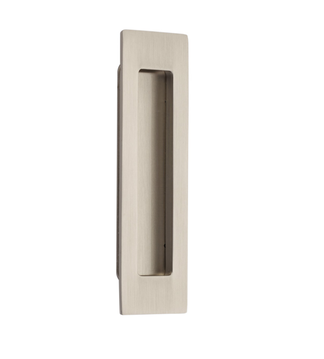 Modern Rectangular Flush Solid Recess Door Pull in Satin Nickel | Pulls