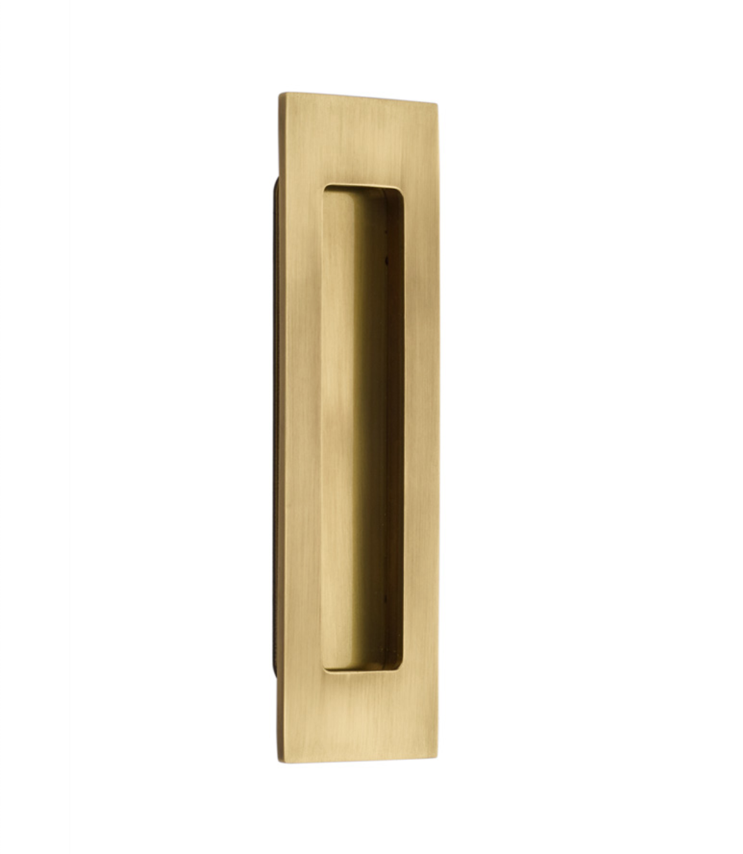 Modern Rectangular Flush Solid Recess Door Pull in Antique Brass | Pulls