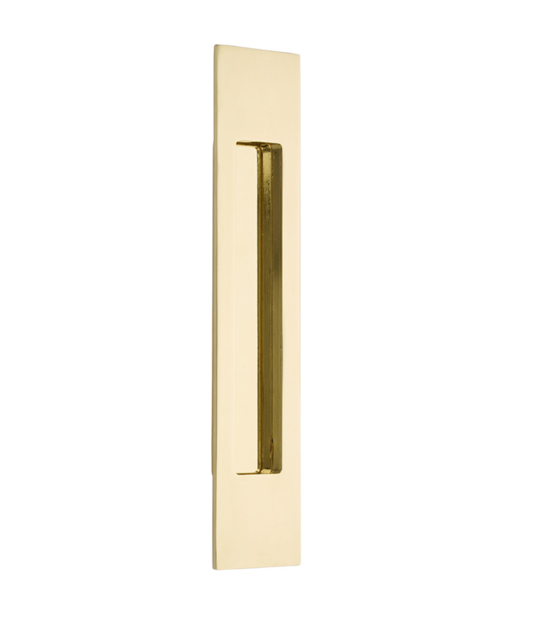 Modern Rectangular Flush Polished Brass Recess Door Pull | Pulls