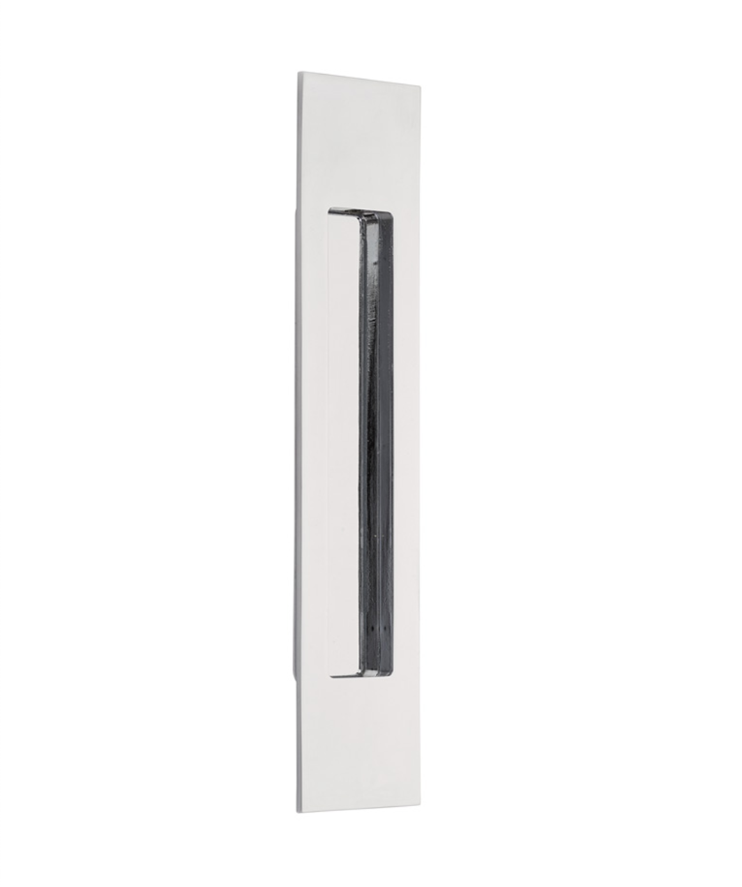Modern Rectangular Flush Solid Recess Door Pull in Polished Chrome | Pulls