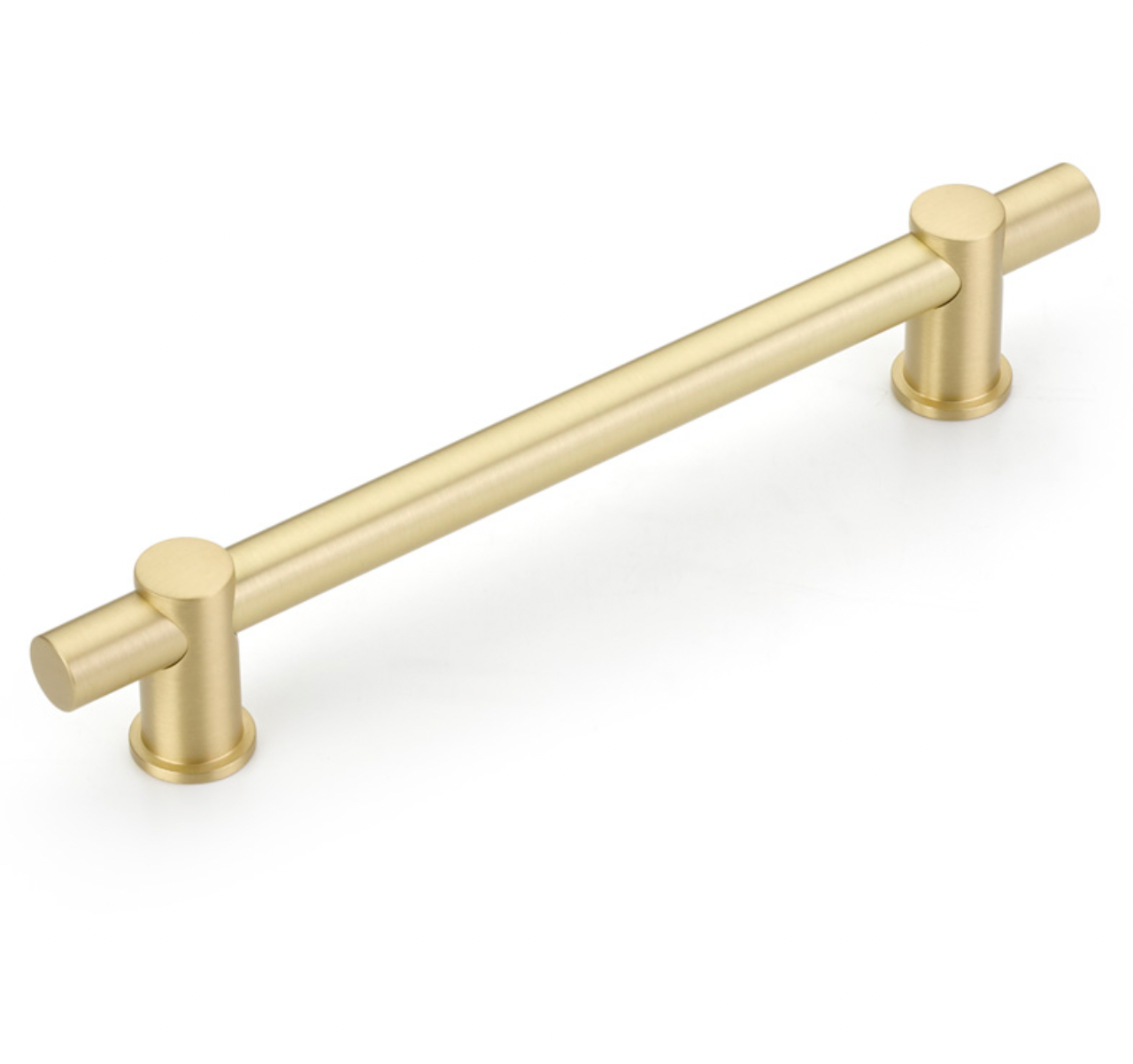 Satin Brass Round T-Bar "Fancy" Cabinet Knobs and Drawer Pulls - Forge Hardware Studio