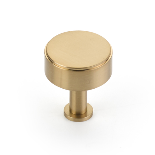 Satin Brass "Maison No. 2" Smooth Drawer Pulls and Cabinet Knobs with Optional Backplate - Forge Hardware Studio